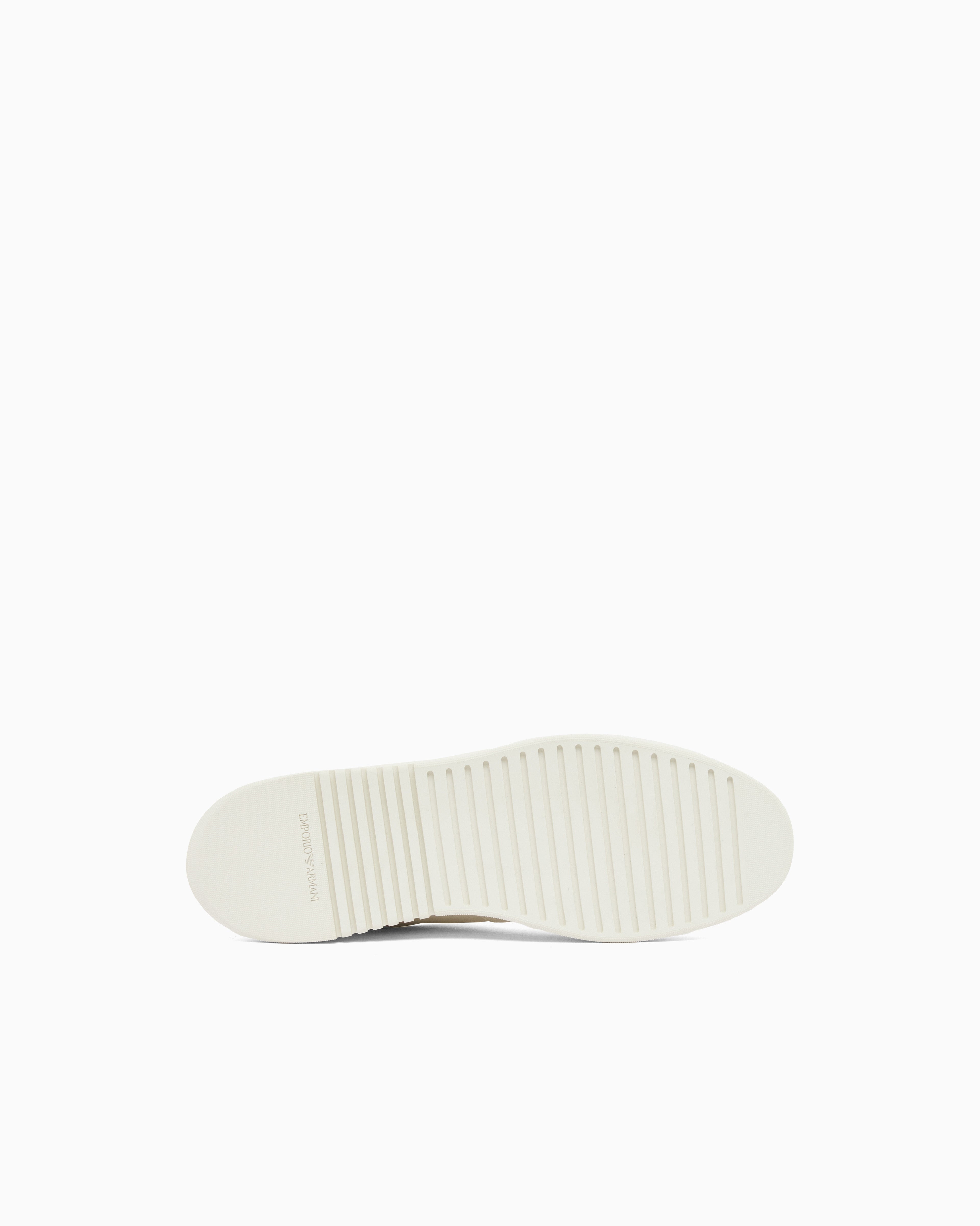 Emporio Armani Leather Sneakers With Eagle Plate White
