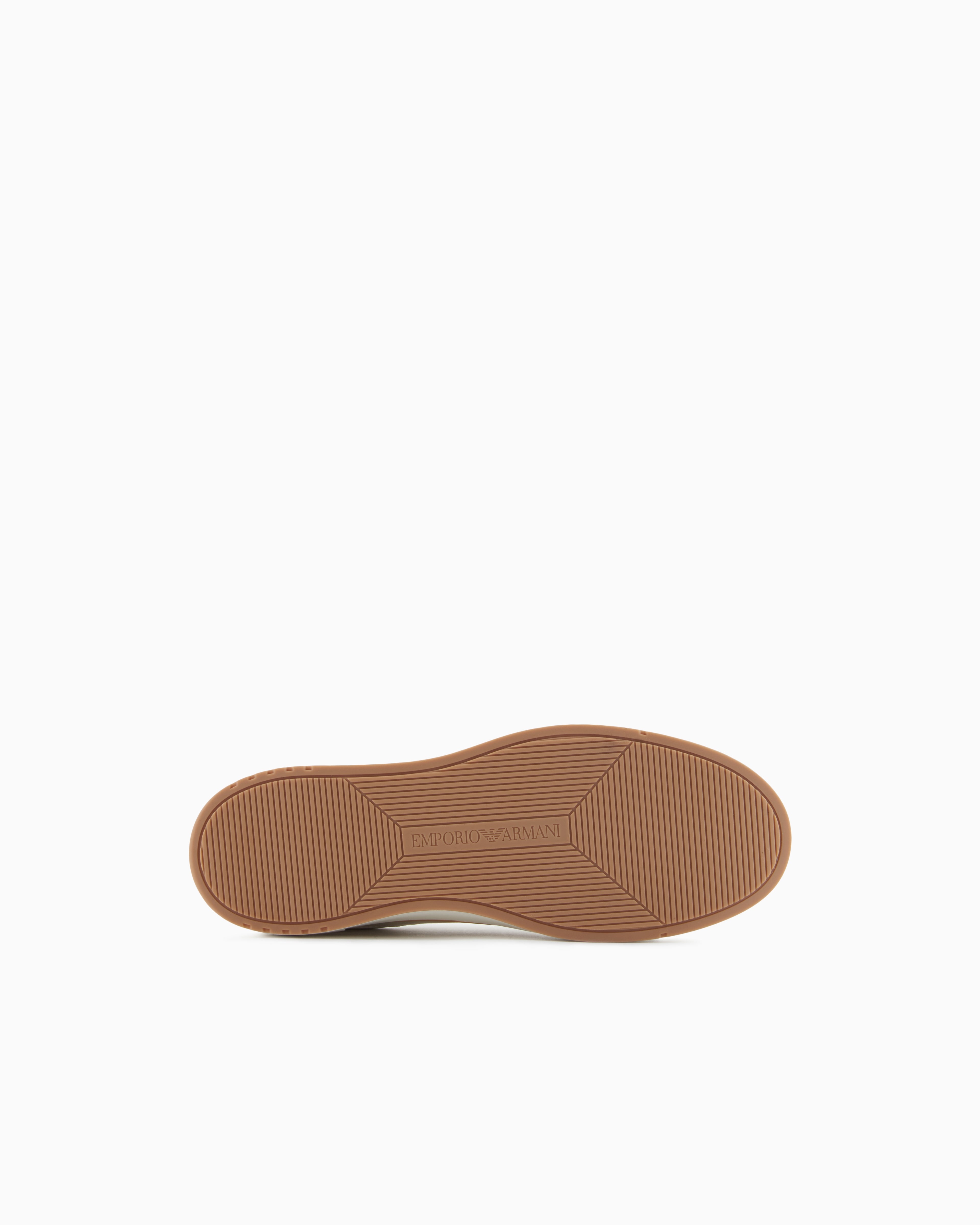 Emporio Armani Leather Sneakers With A Contrasting Welt White