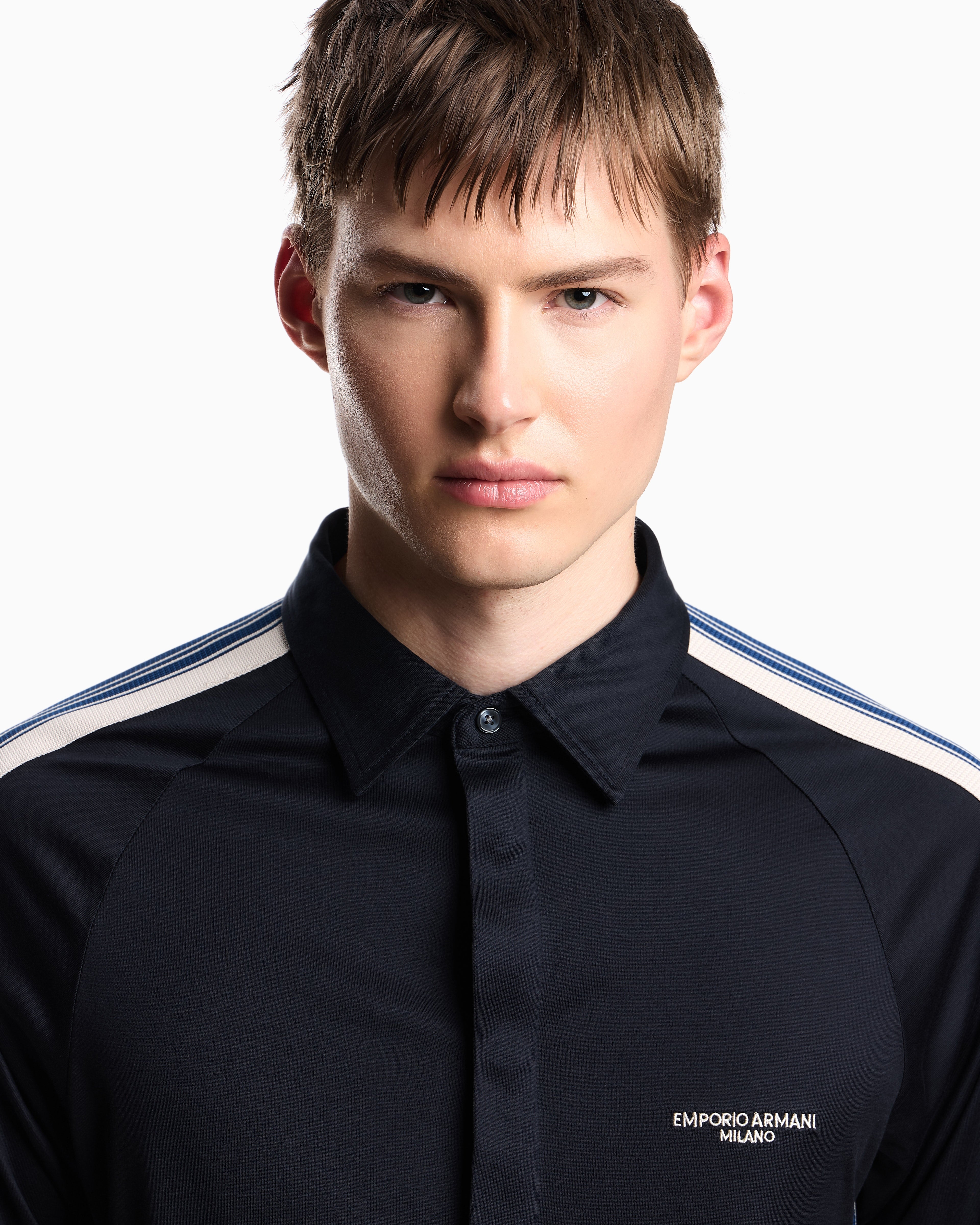 Emporio Armani ASV slim-fit shirt in Lyocell-blend jersey with bands