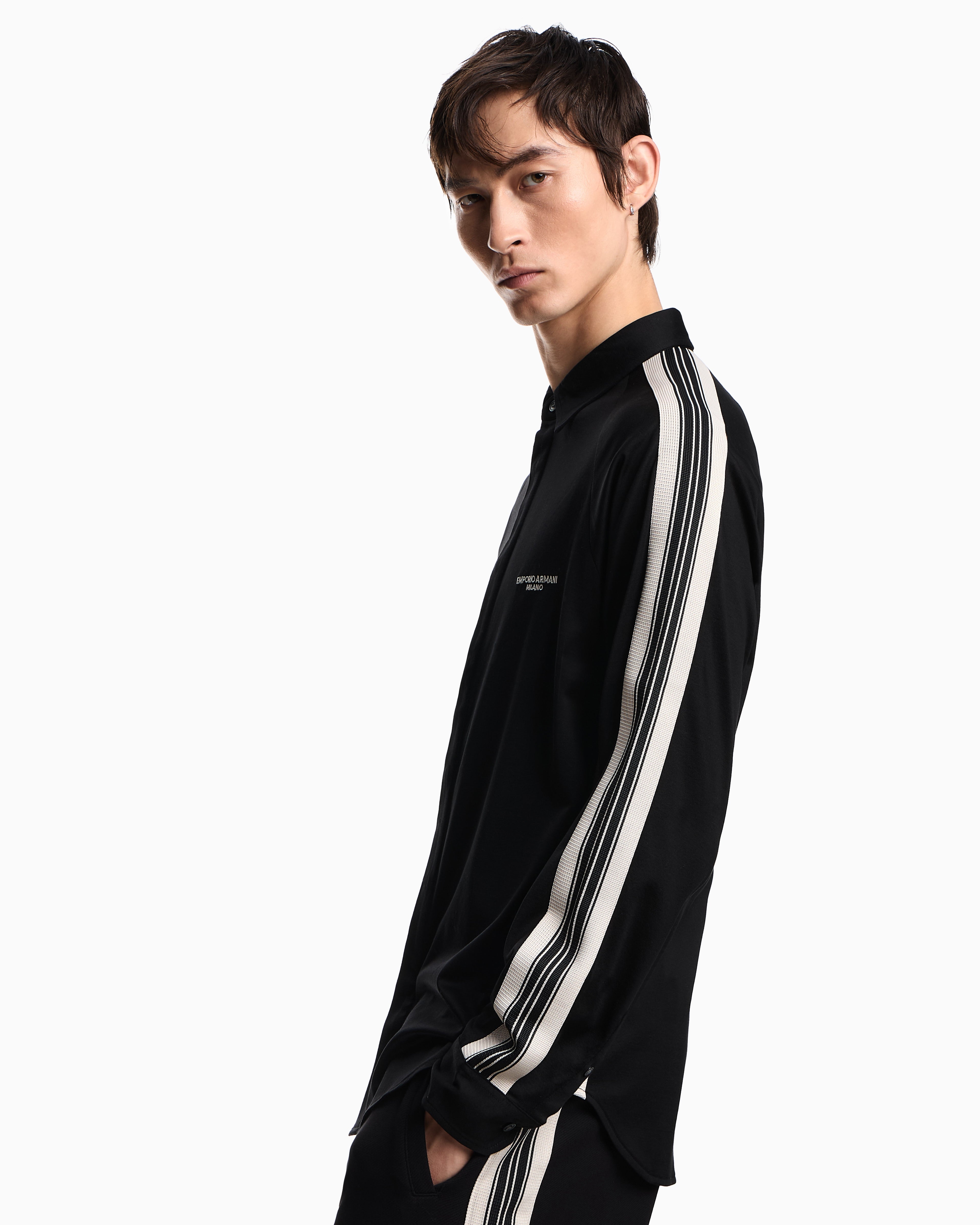 Emporio Armani ASV slim-fit shirt in Lyocell-blend jersey with bands