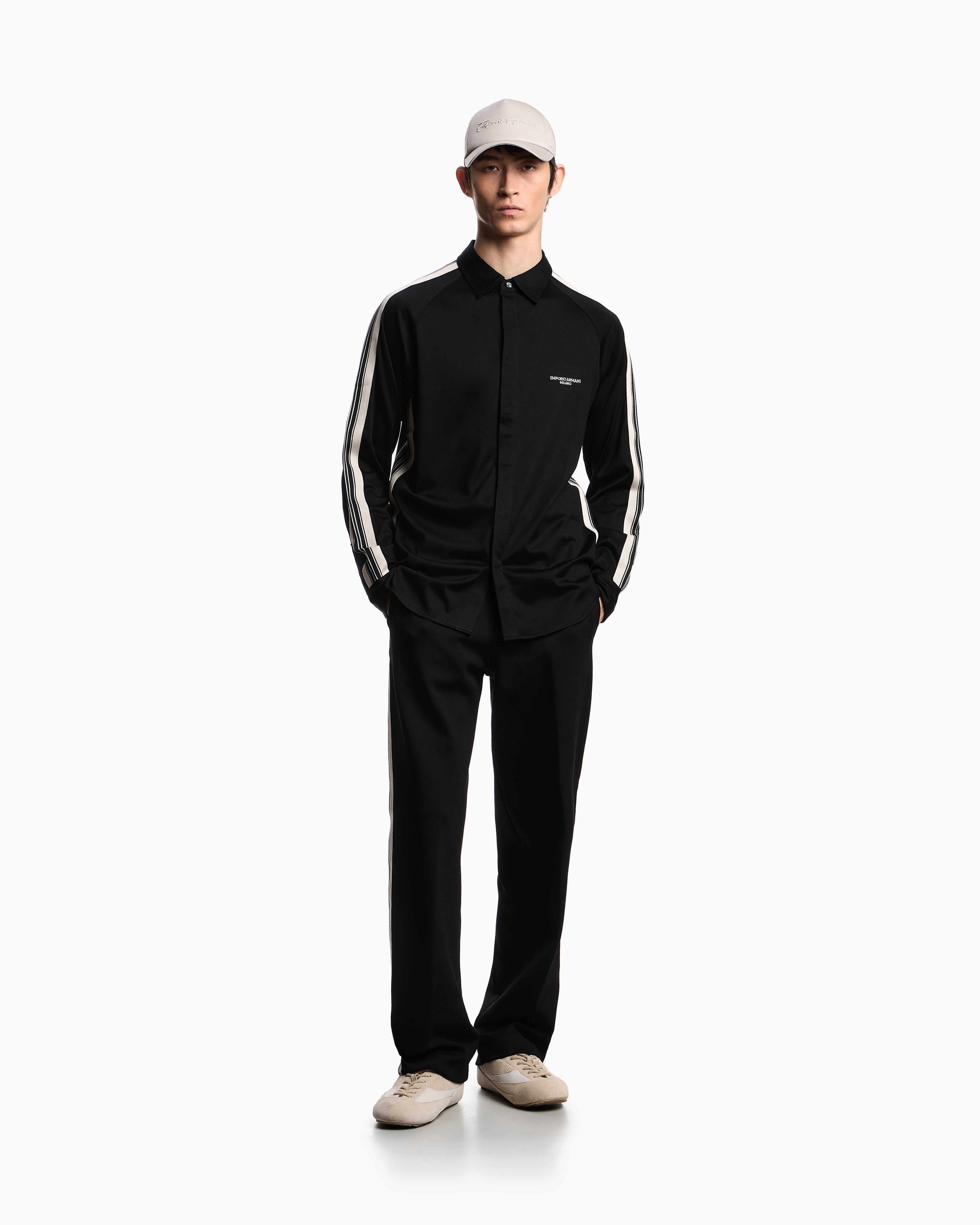 Emporio Armani ASV slim-fit shirt in Lyocell-blend jersey with bands