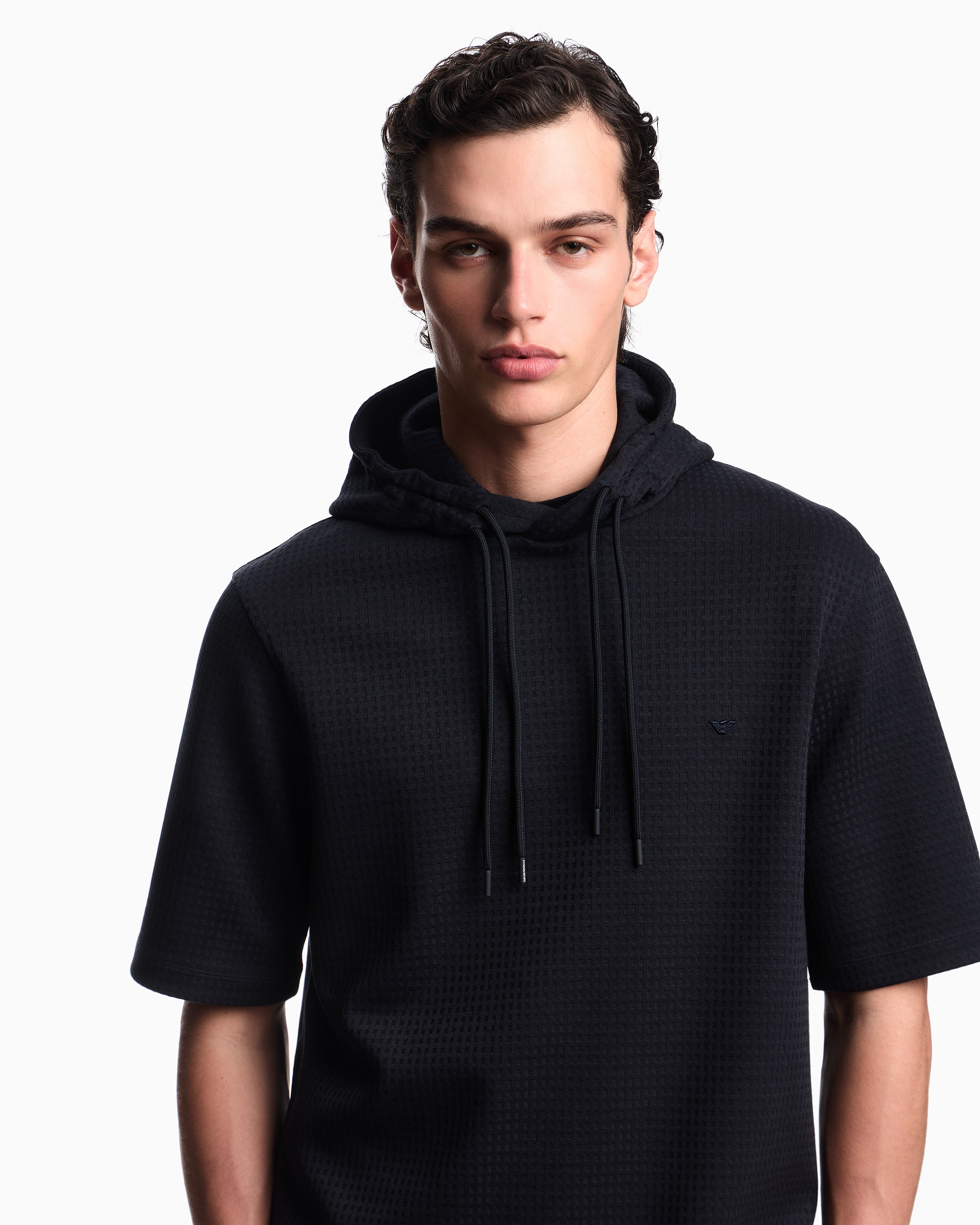 Emporio Armani ASV Lyocell-blend jacquard jersey hooded sweatshirt