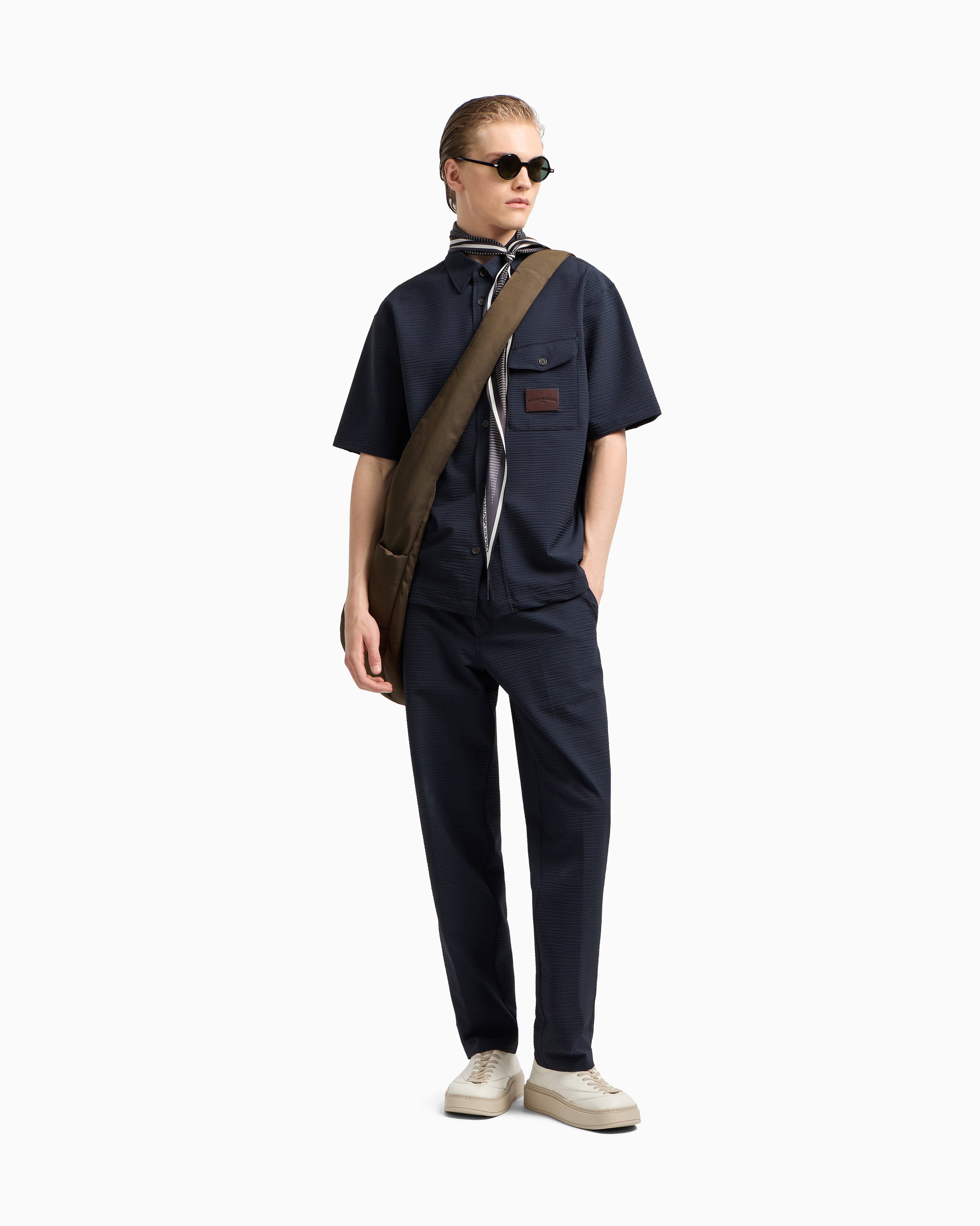 Emporio Armani Nylon seersucker chinos