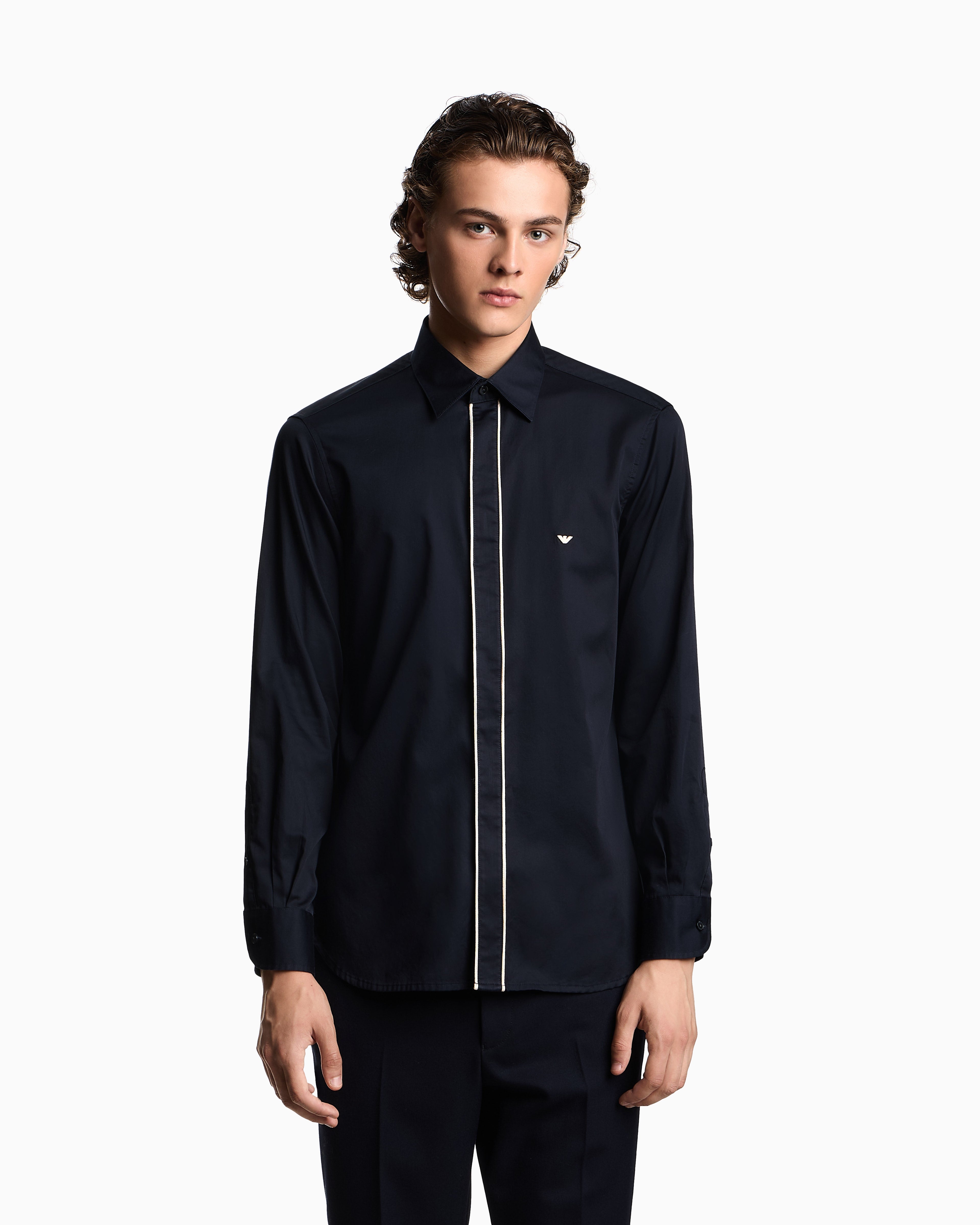 Emporio Armani Pima cotton shirt with piping