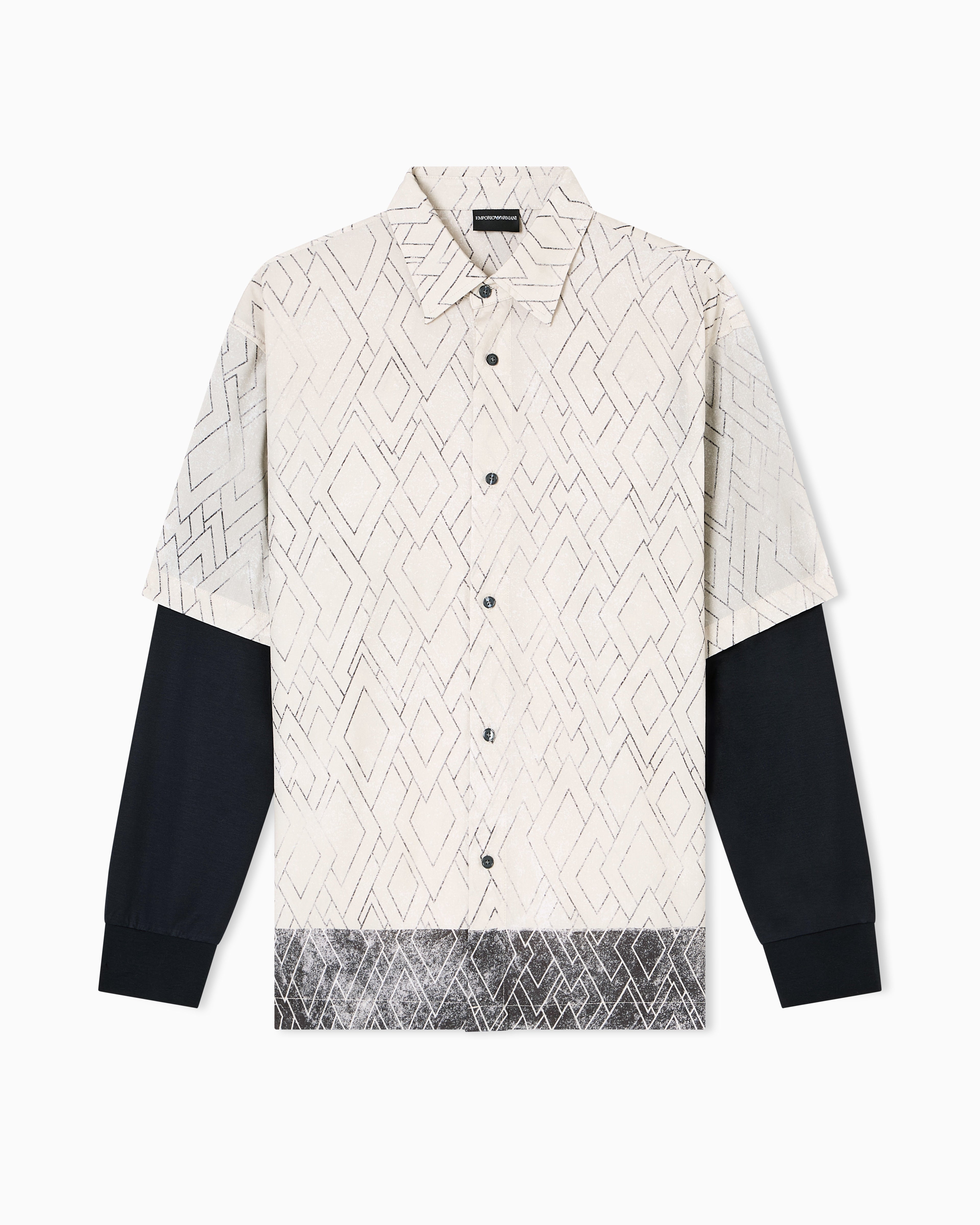Emporio Armani ASV comfort-fit printed Lyocell-blend shirt with a two-piece effect