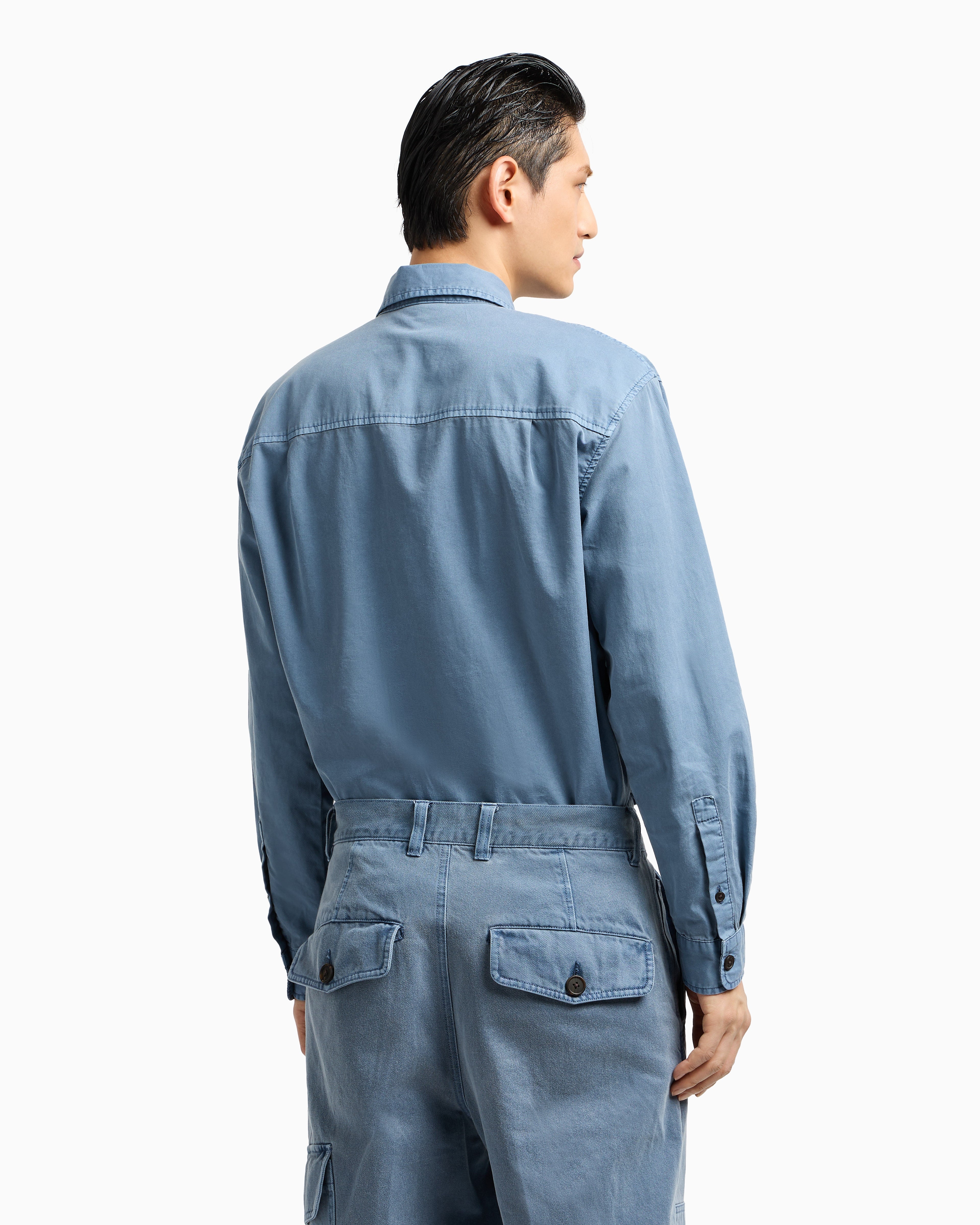 Emporio Armani Comfort-fit shirt with washed twill pockets