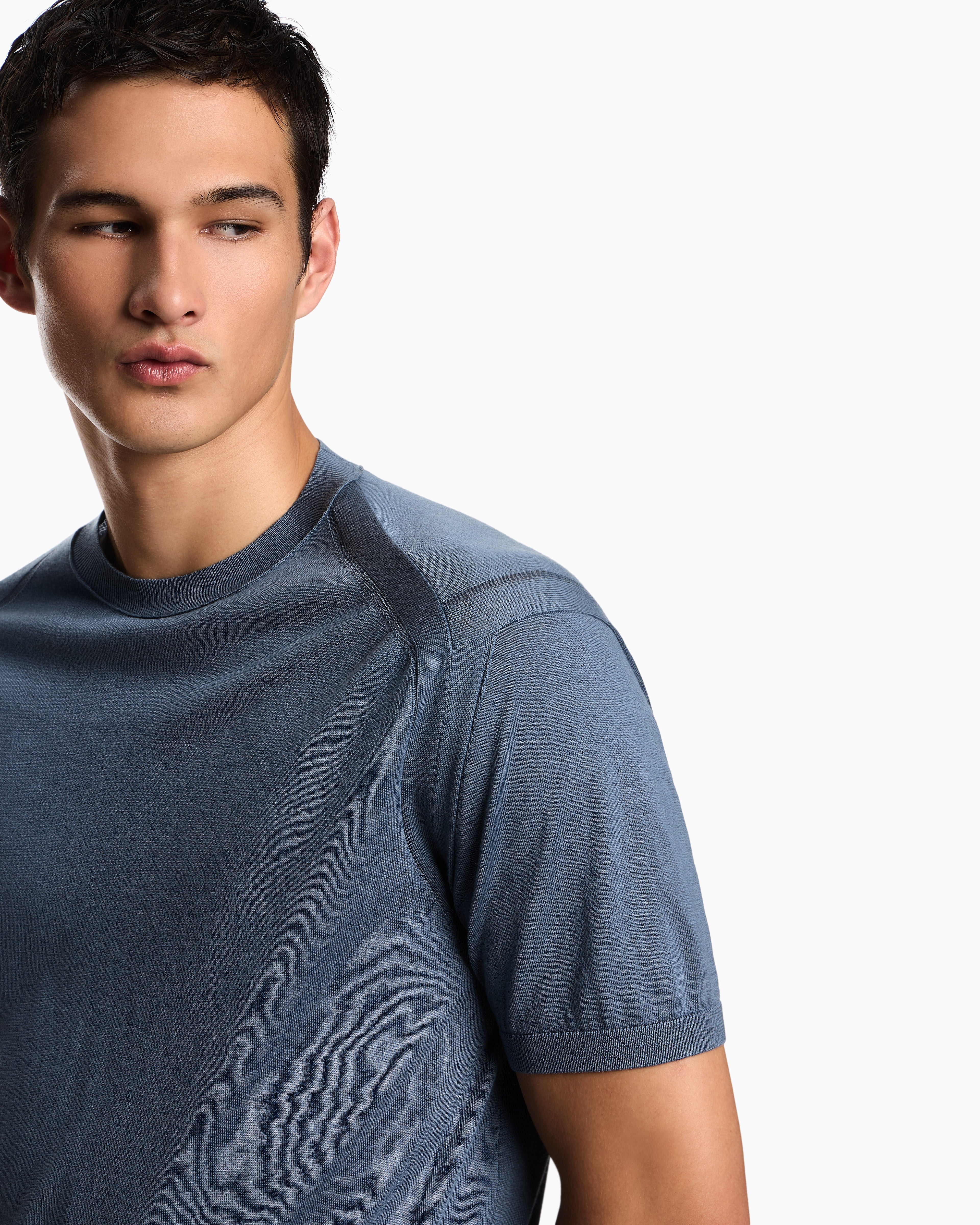Emporio Armani ASV plain-knit jumper in a Lyocell and wool blend