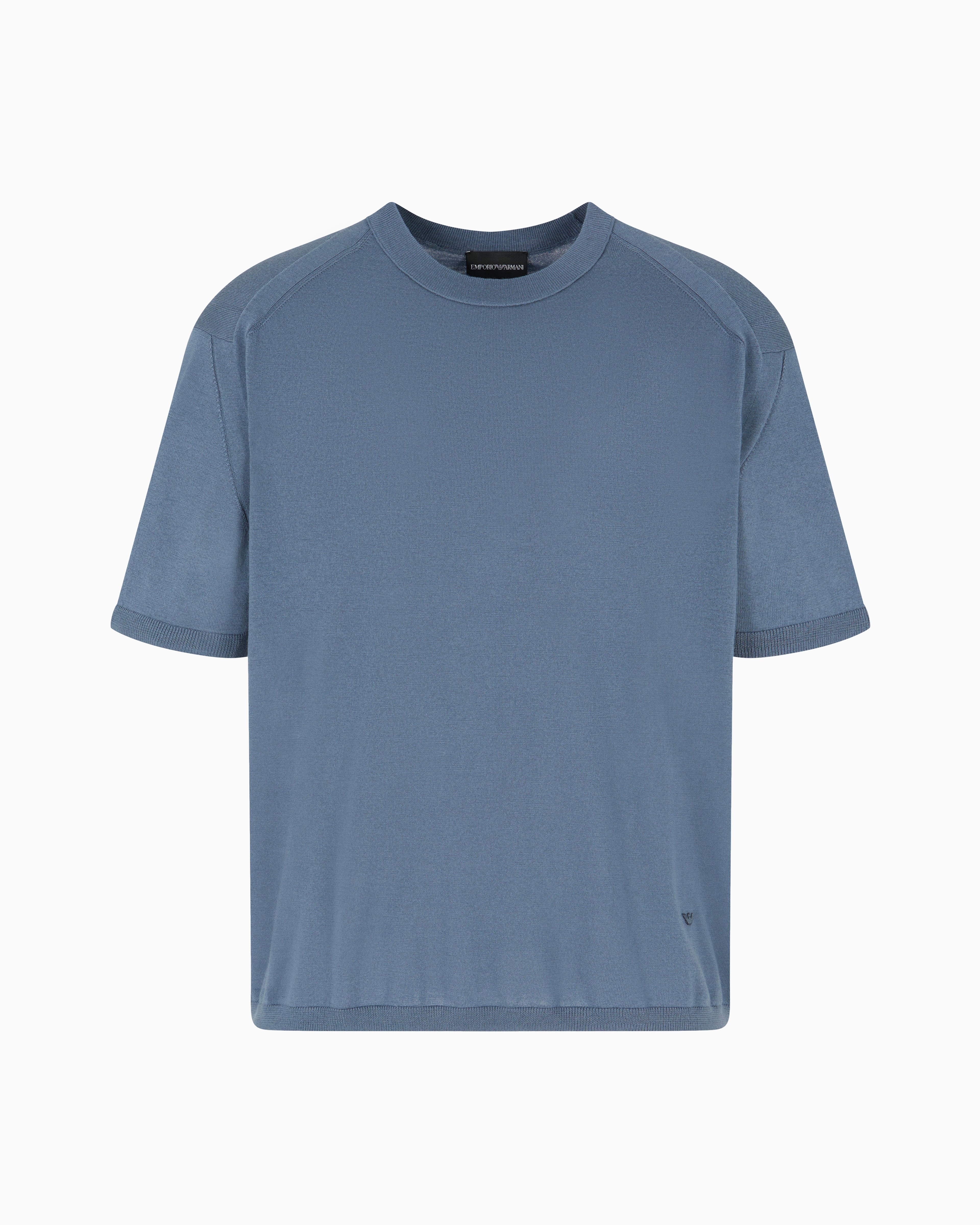 Emporio Armani ASV plain-knit jumper in a Lyocell and wool blend