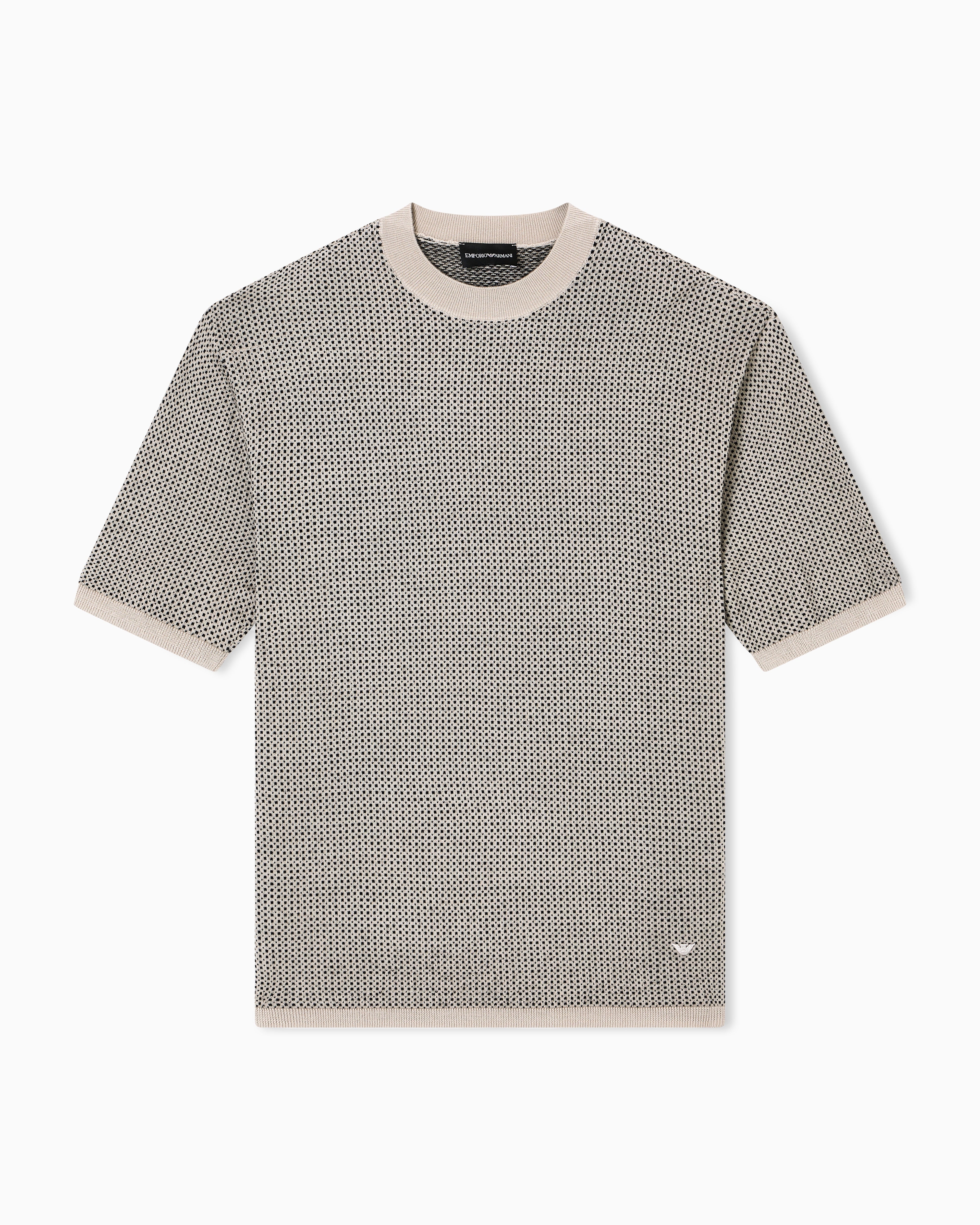 Emporio Armani Virgin-wool jumper with two-tone jacquard micro motif