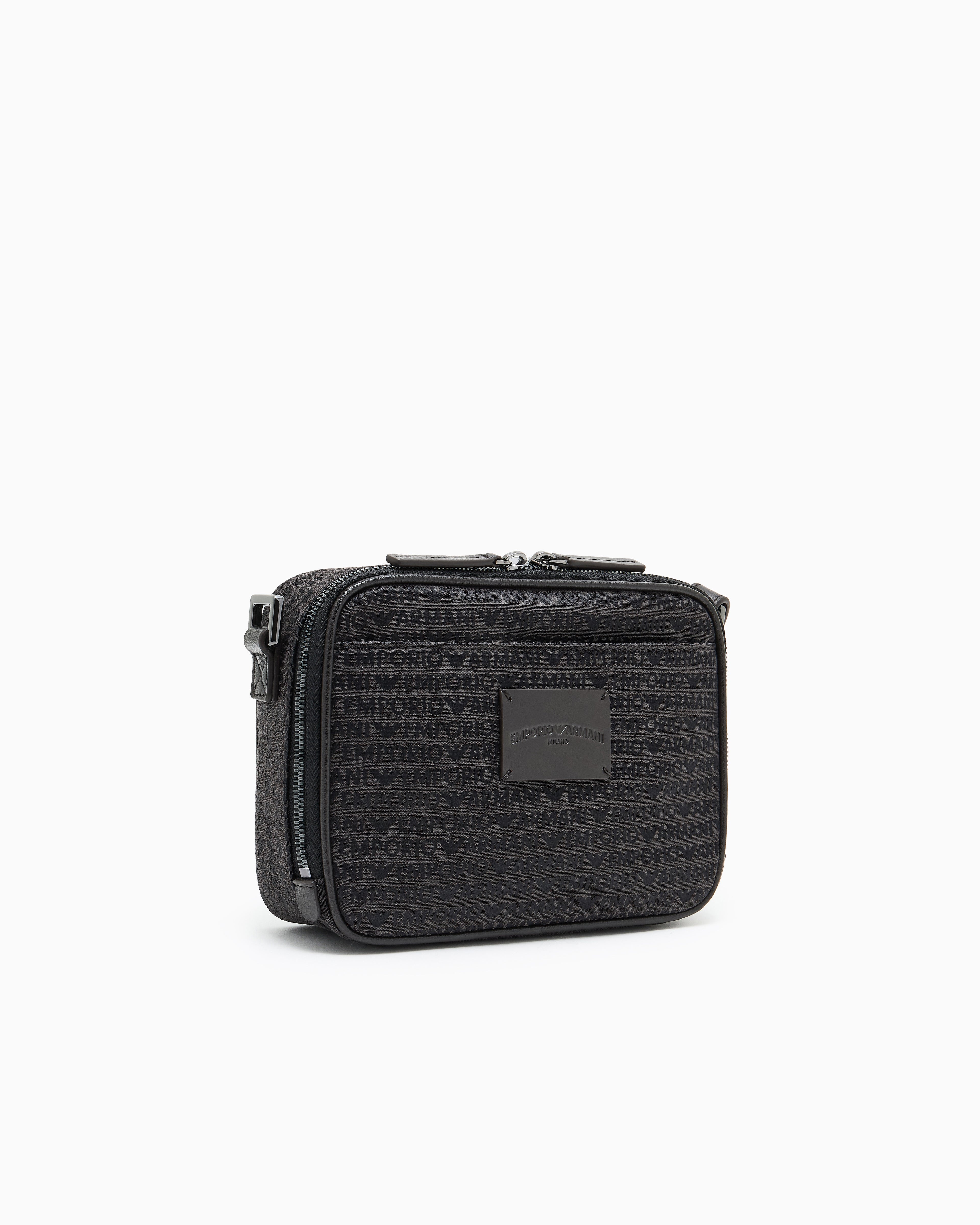 Emporio Armani Monogram jacquard camera case with shoulder strap