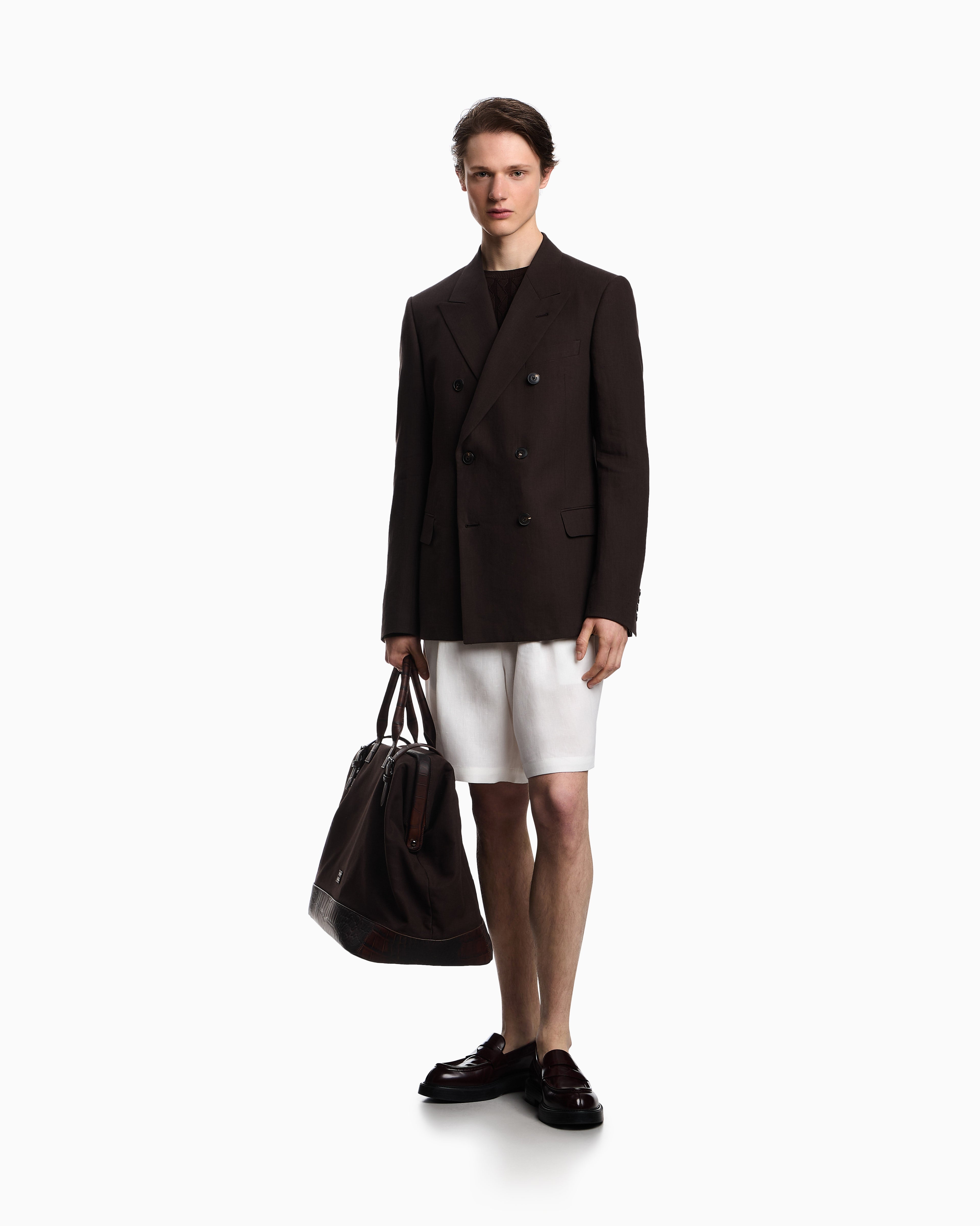 Emporio Armani Double-breasted blazer in pure linen