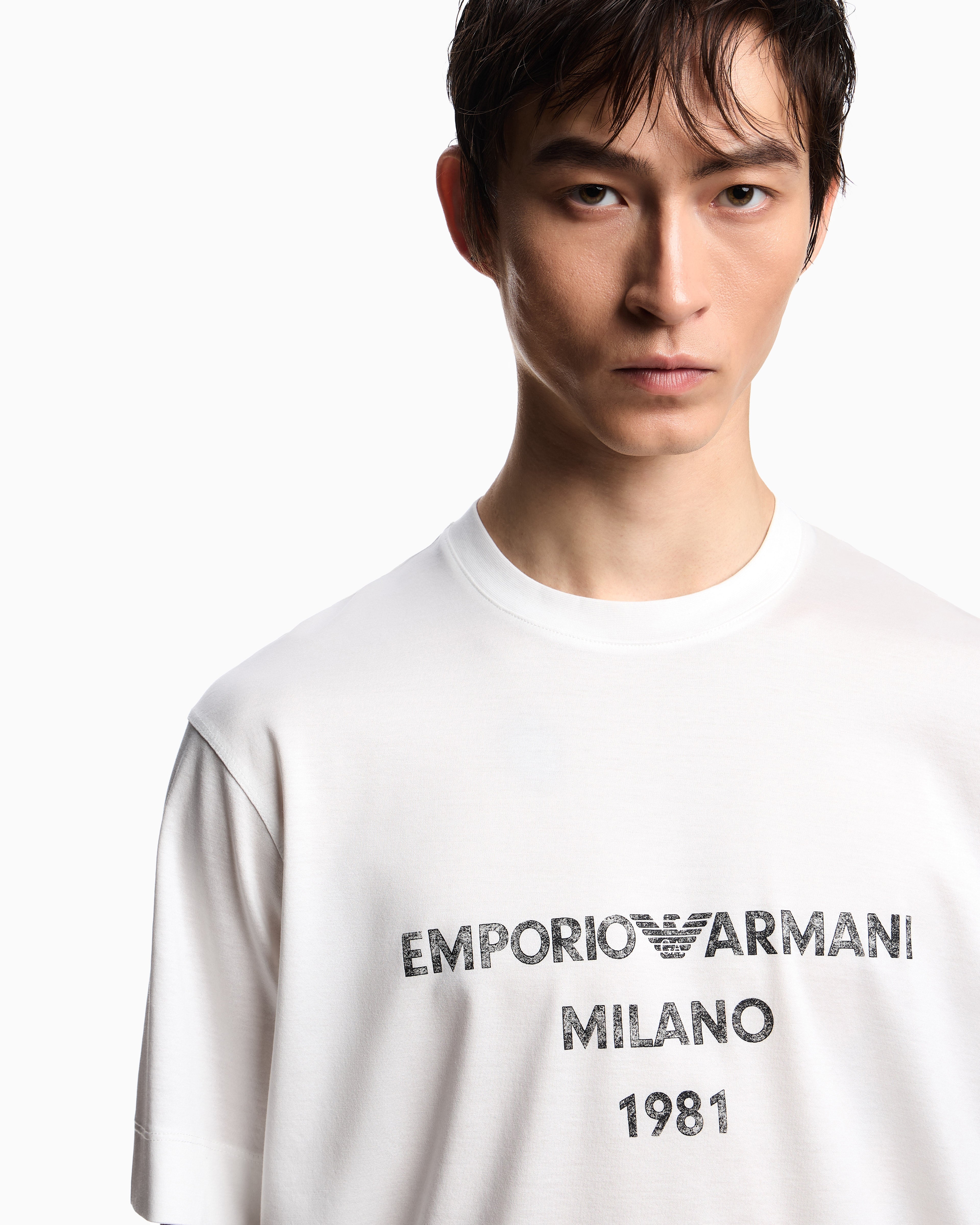 Emporio Armani ASV Lyocell T-shirt with vintage-effect logo print
