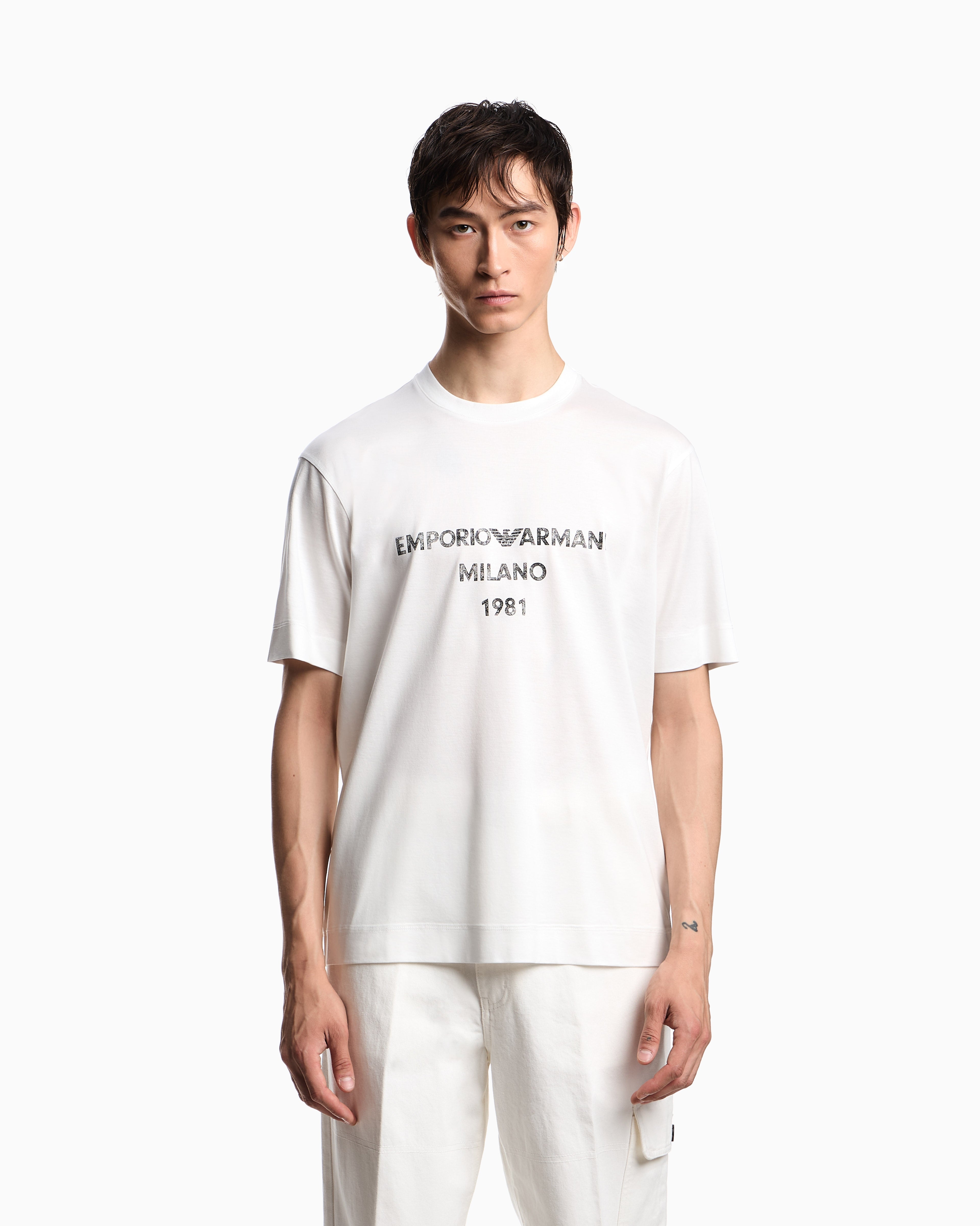 Emporio Armani ASV Lyocell T-shirt with vintage-effect logo print