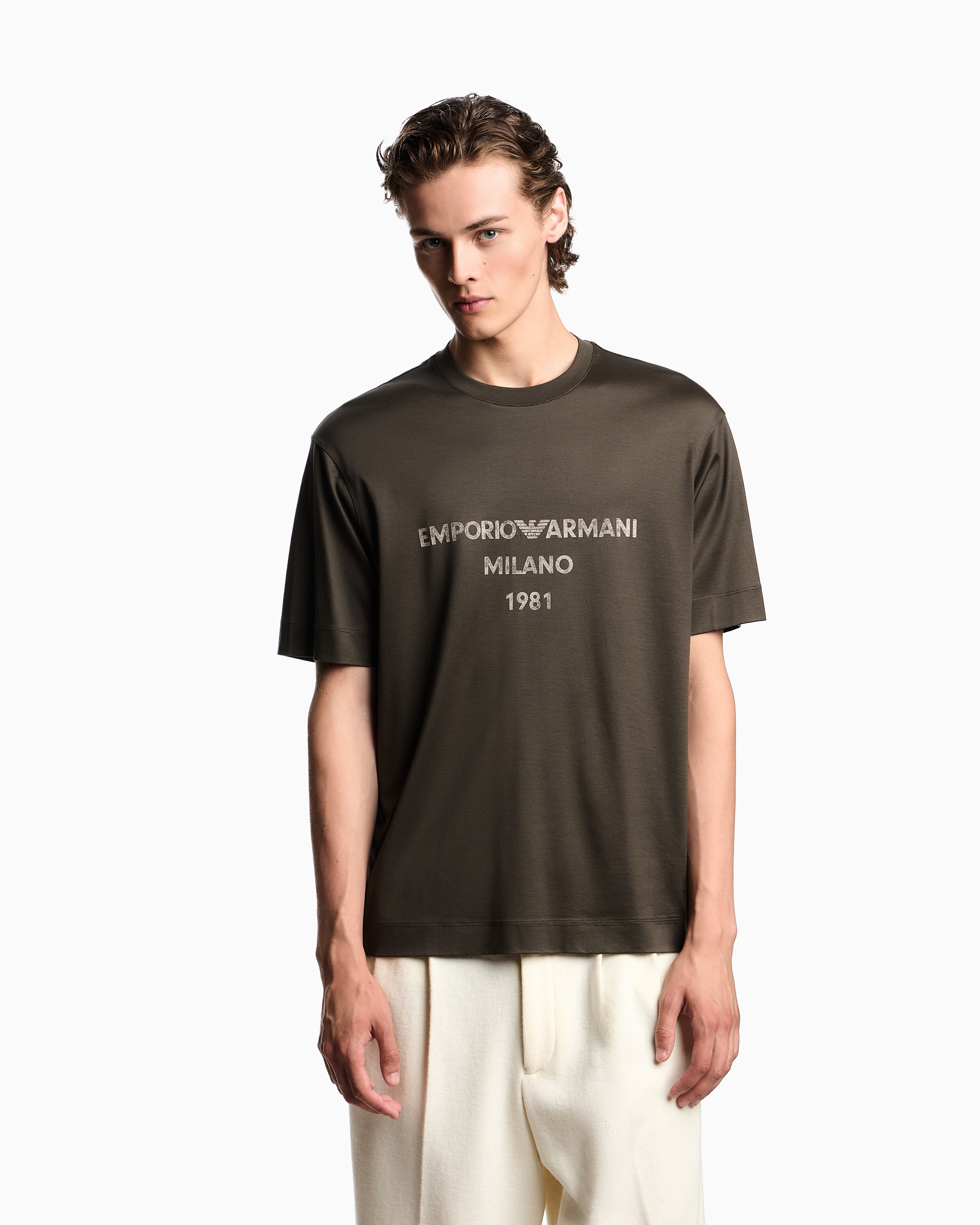 Emporio Armani ASV Lyocell T-shirt with vintage-effect logo print