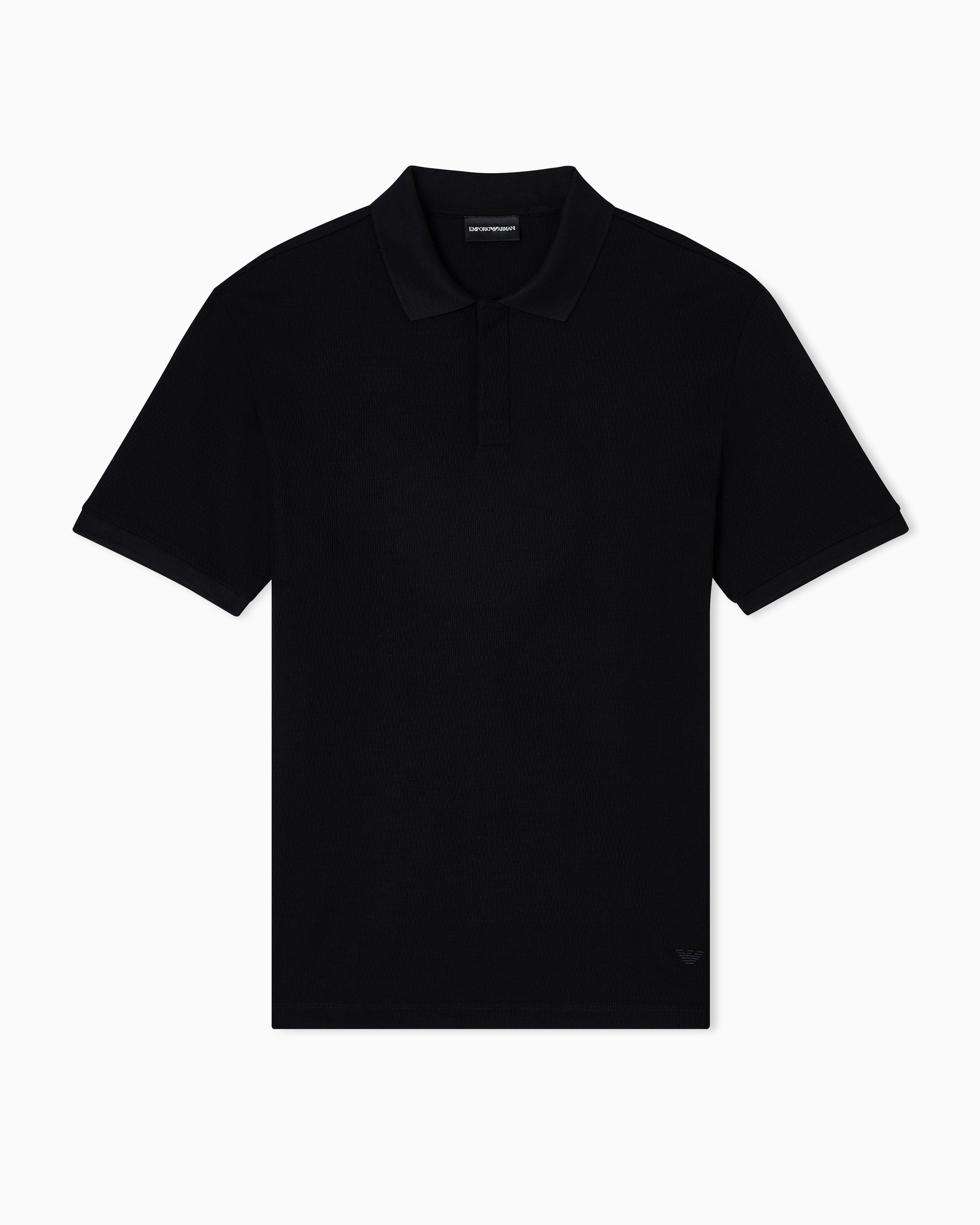 Emporio Armani Jersey polo shirt with vertical jacquard motif