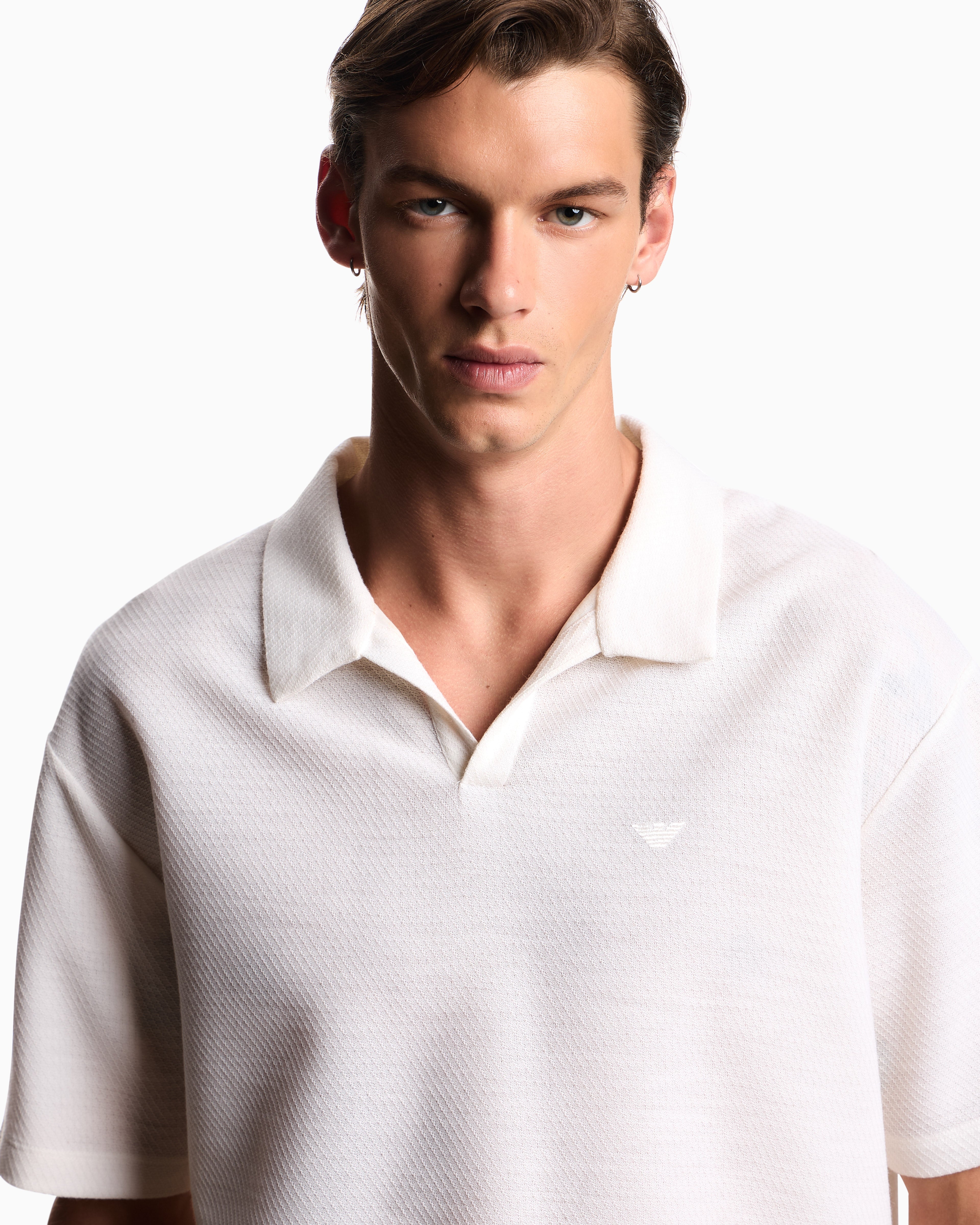 Emporio Armani Icon polo shirt in yarn-dyed jacquard jersey