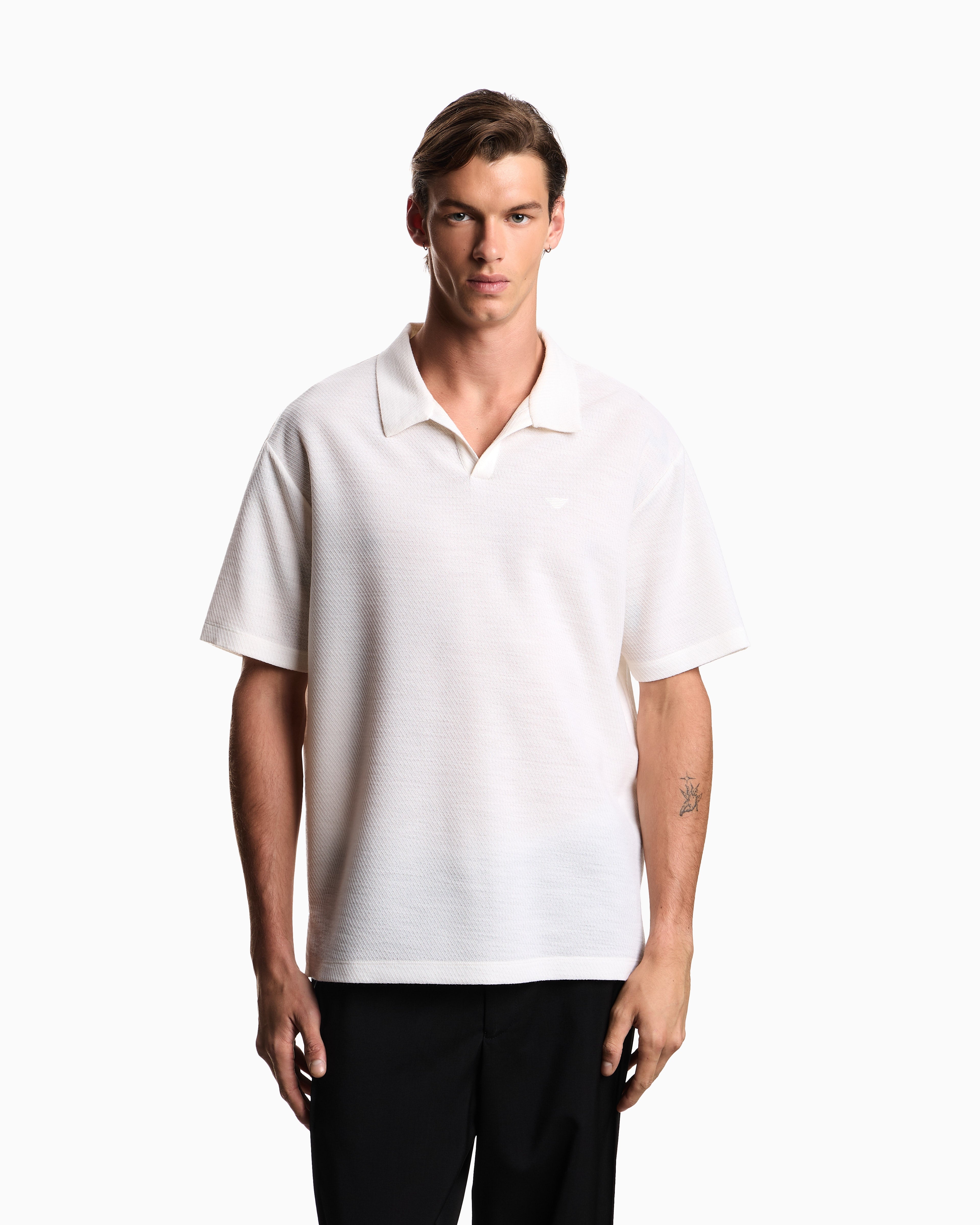 Emporio Armani Icon polo shirt in yarn-dyed jacquard jersey