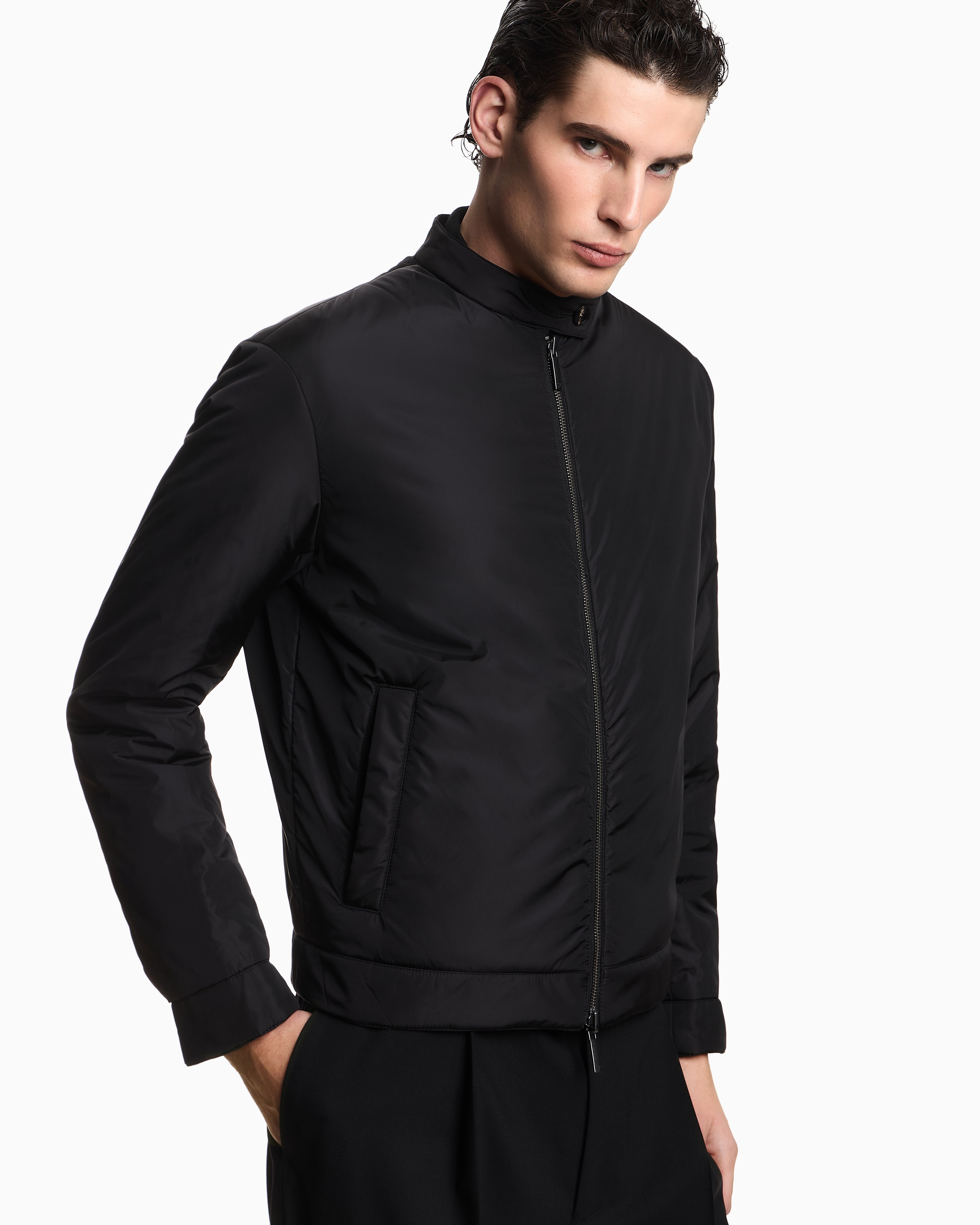Emporio Armani Reversible zip-up jacket in mélange fabric