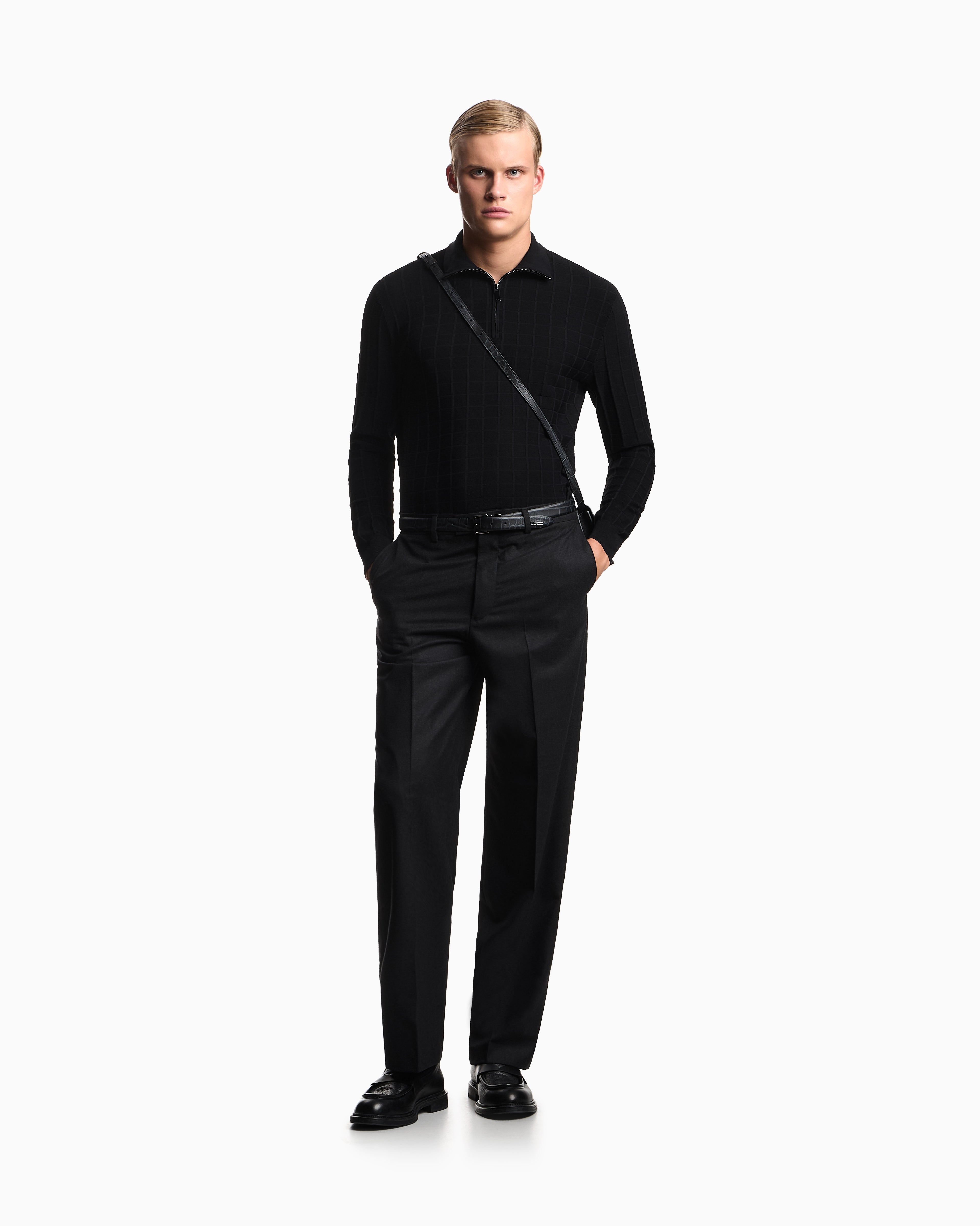 Emporio Armani ASV mock-neck jumper in a check knit