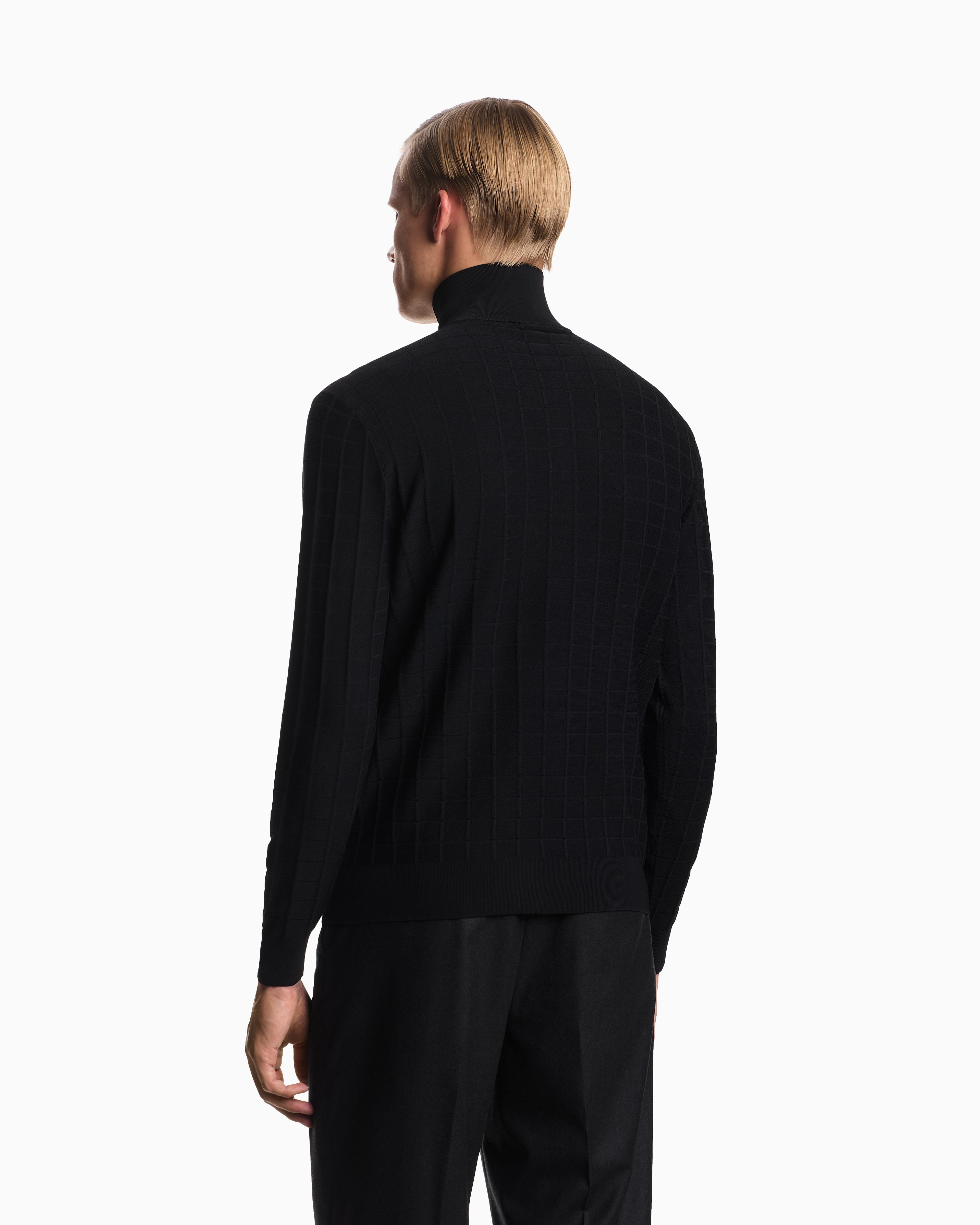 Emporio Armani ASV mock-neck jumper in a check knit