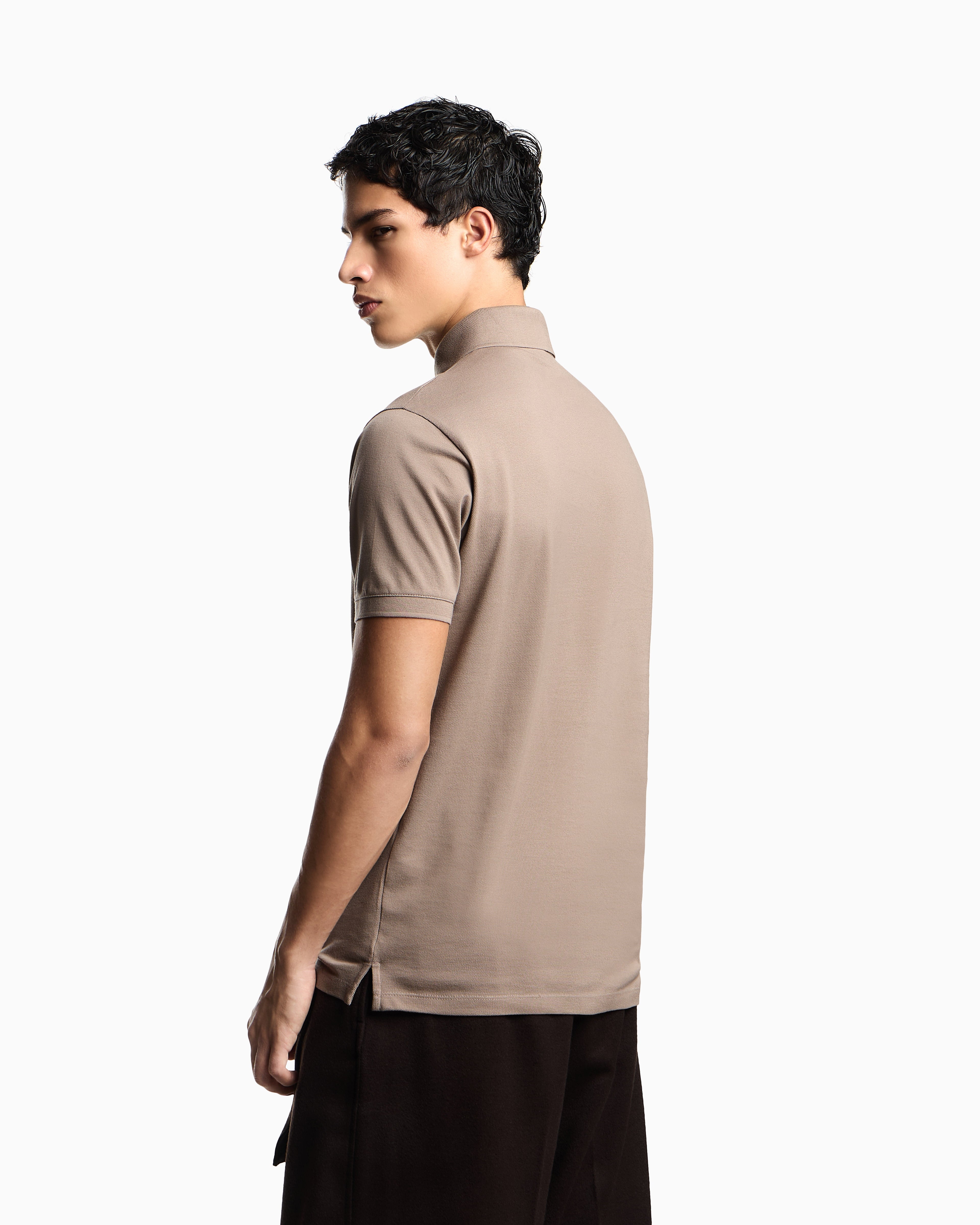 Emporio Armani Piqué jersey polo shirt with eagle patch