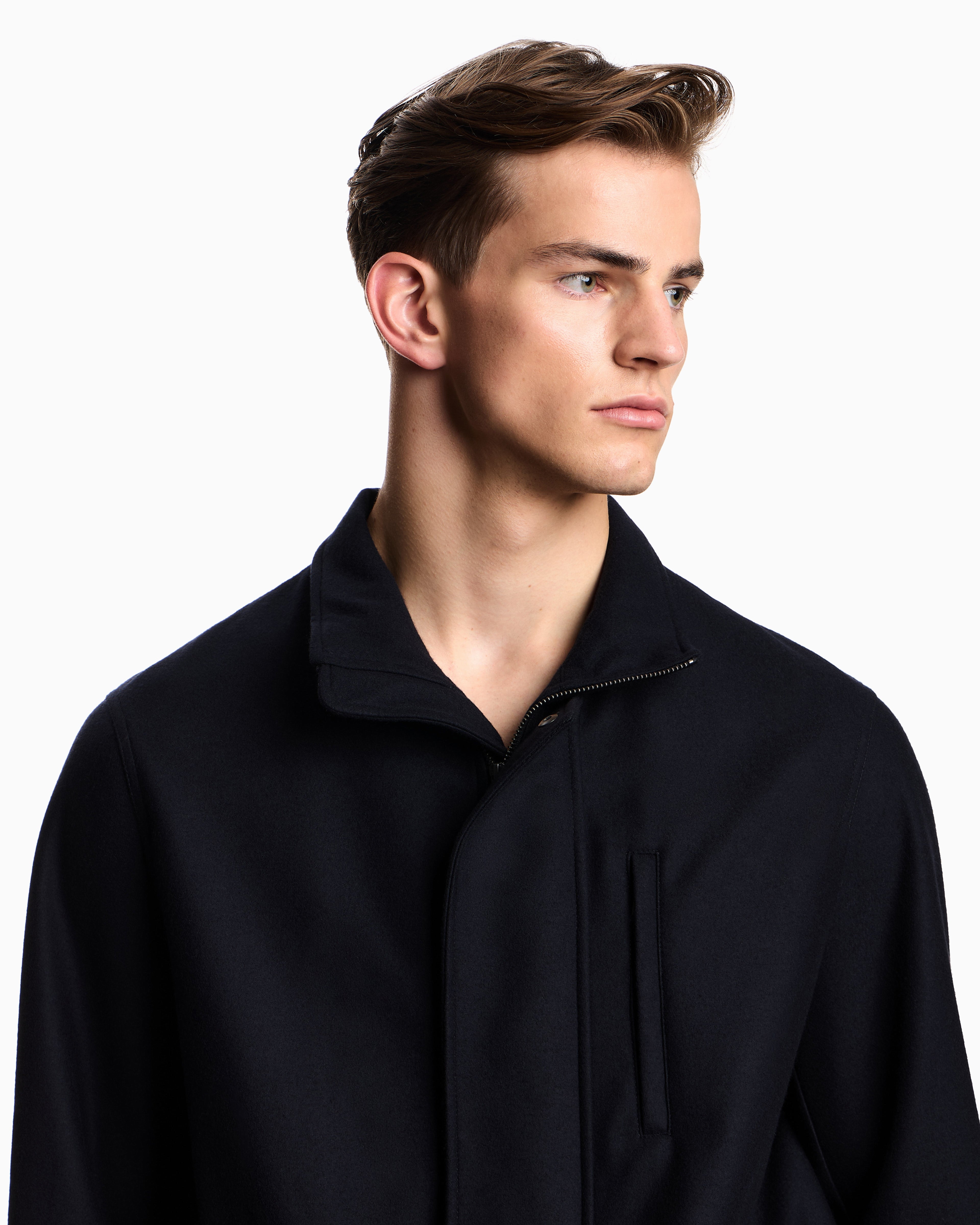 Emporio Armani Full-zip wool jersey pea coat
