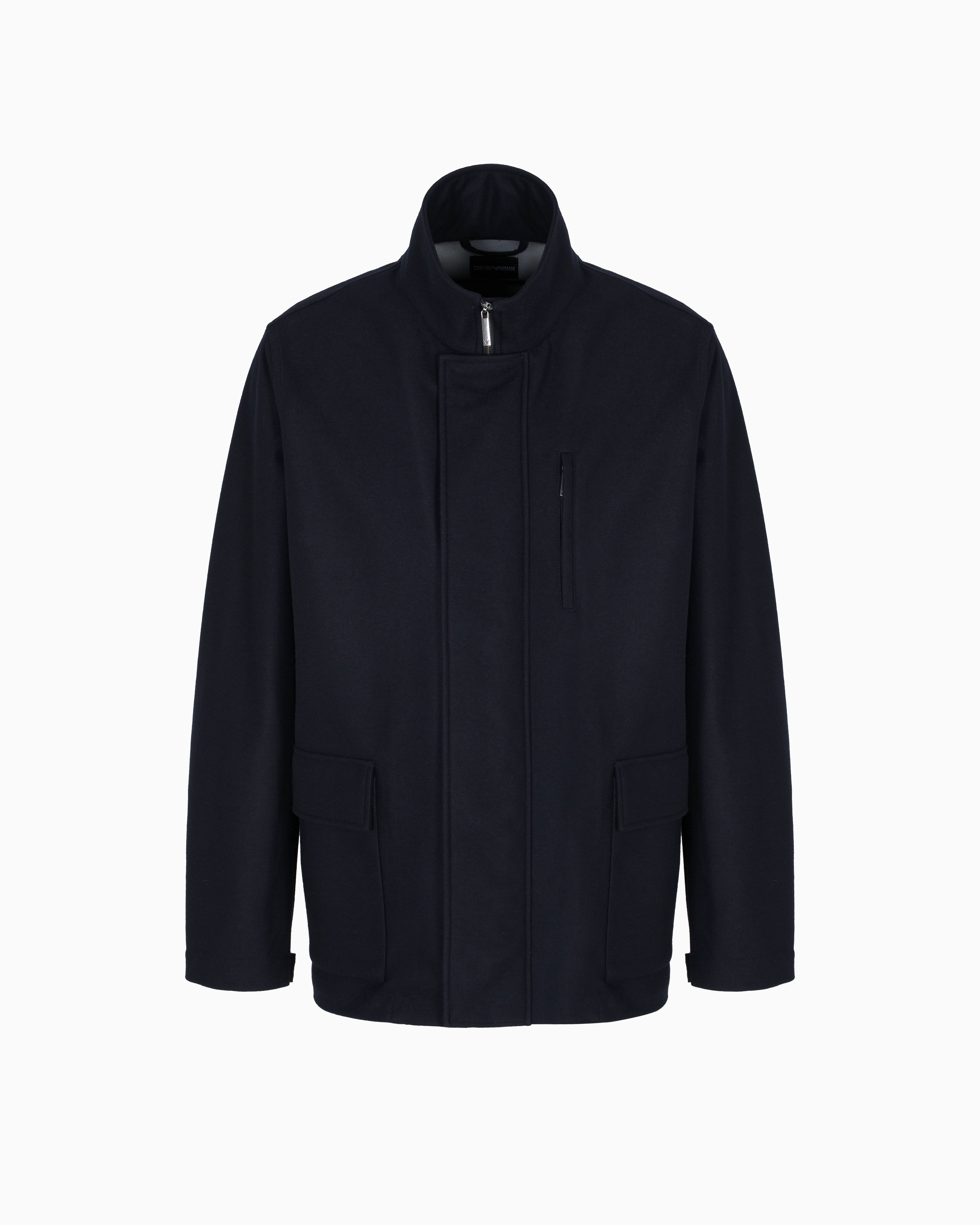 Emporio Armani Full-zip wool jersey pea coat
