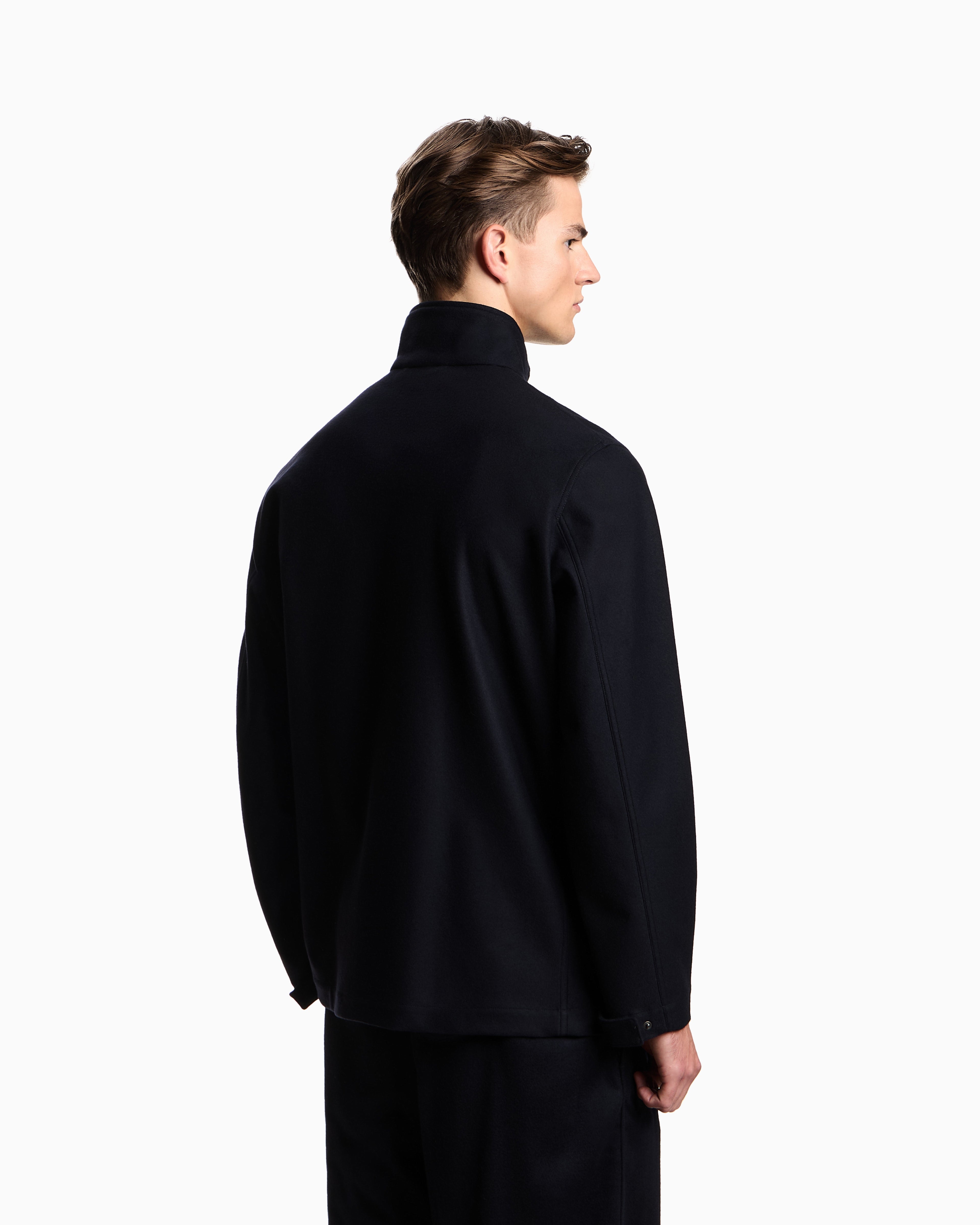 Emporio Armani Full-zip wool jersey pea coat