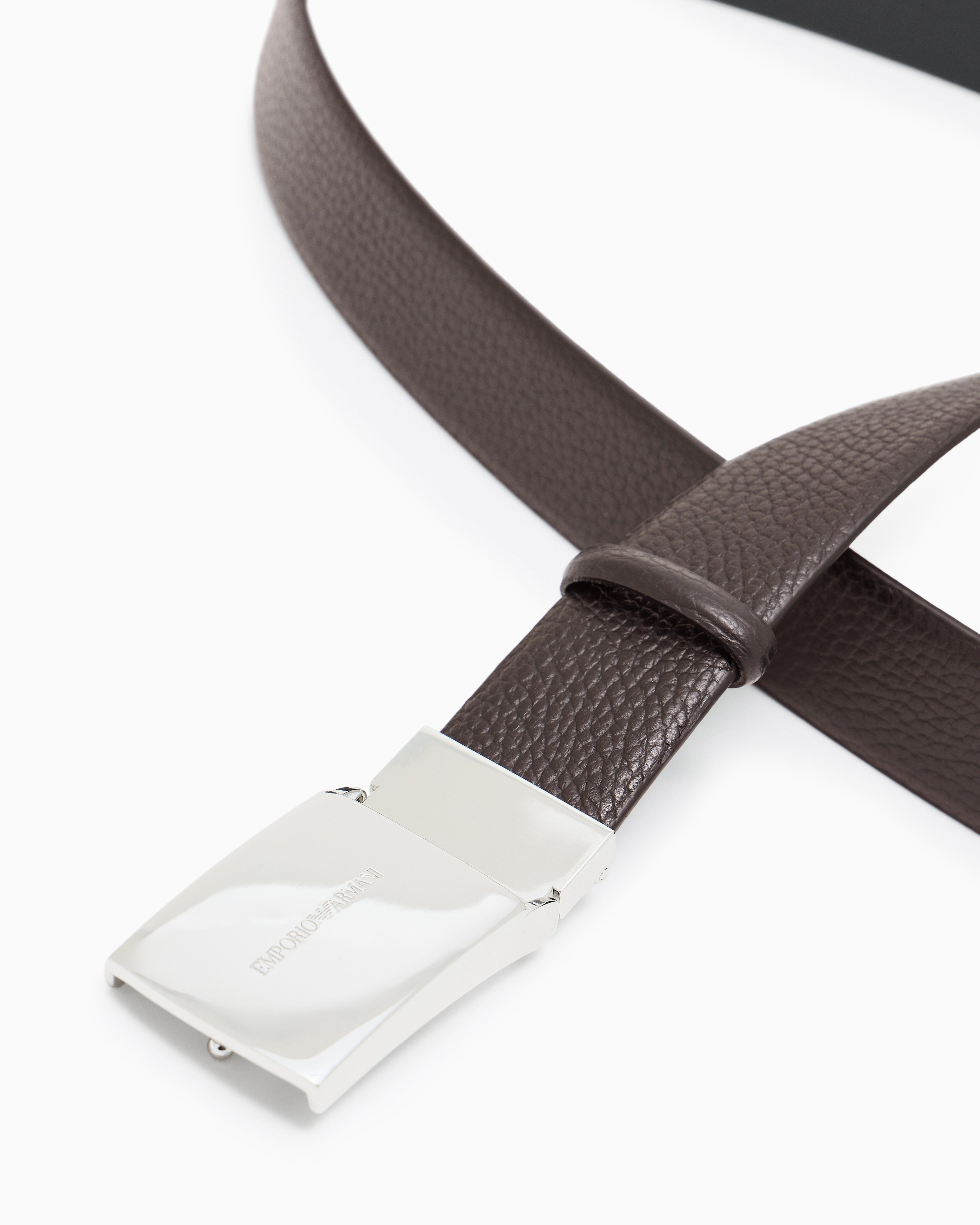 Emporio Armani Pebbled leather belt with plate