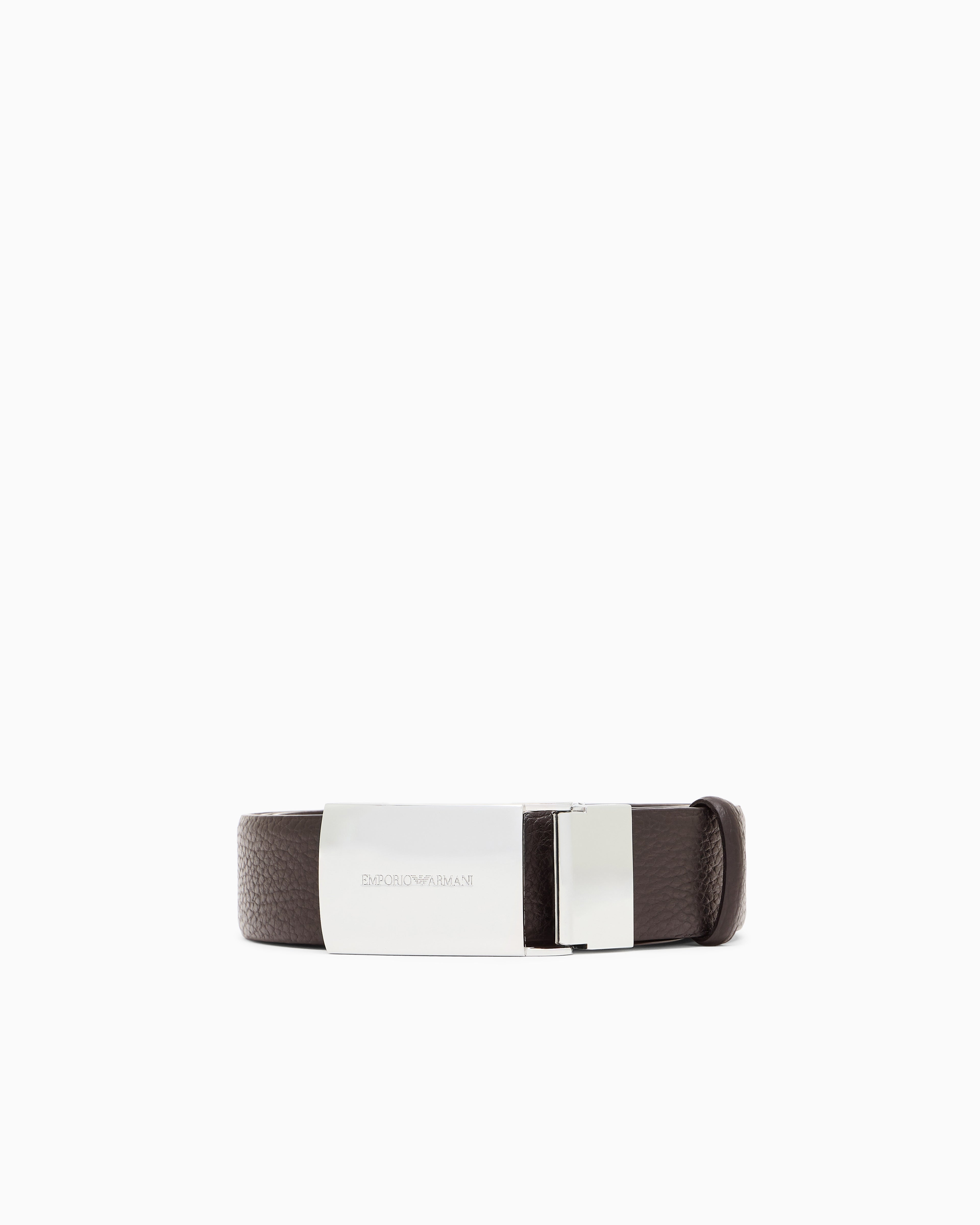 Emporio Armani Pebbled leather belt with plate