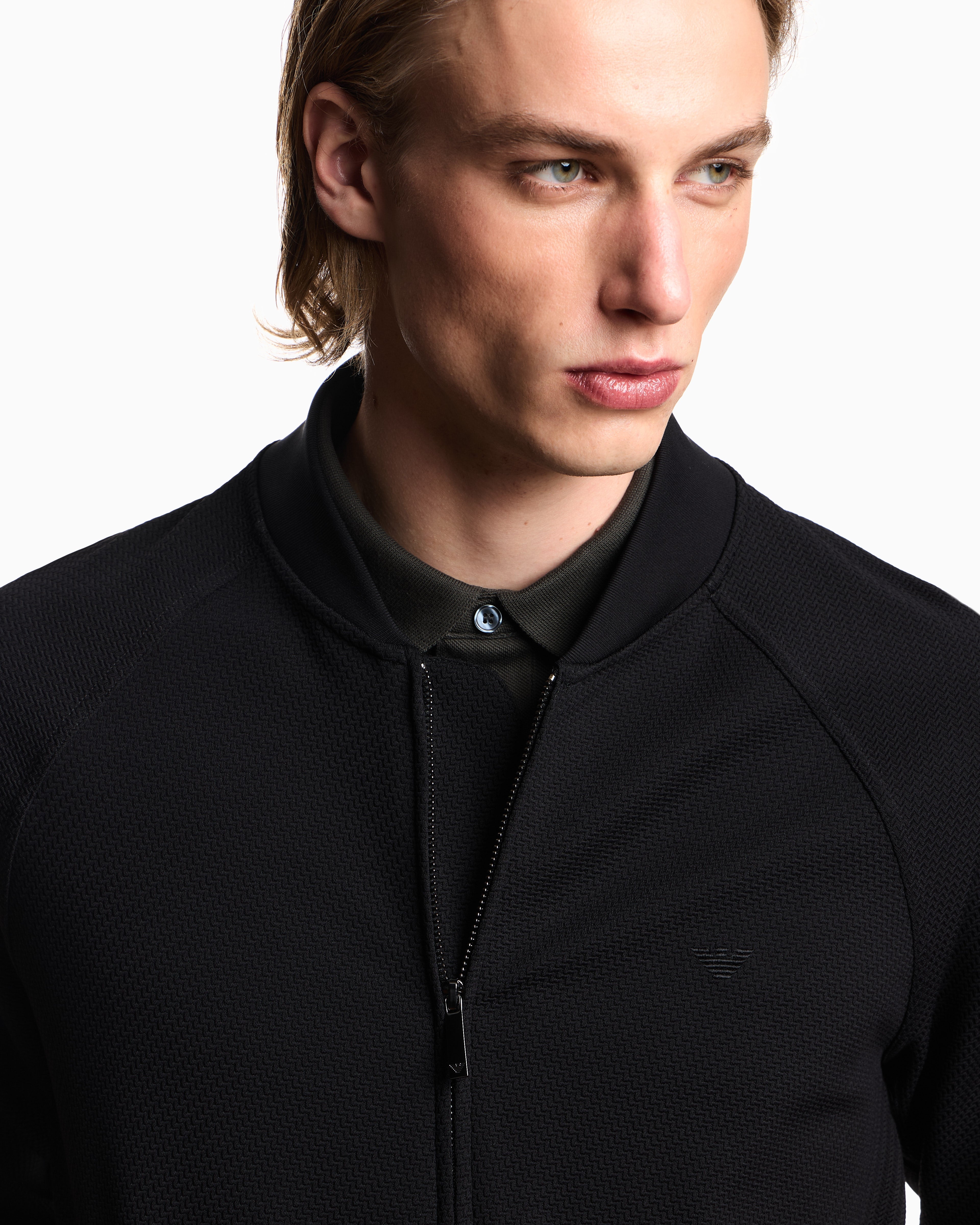 Emporio Armani Double diagonal weave stretch nylon jersey blouson