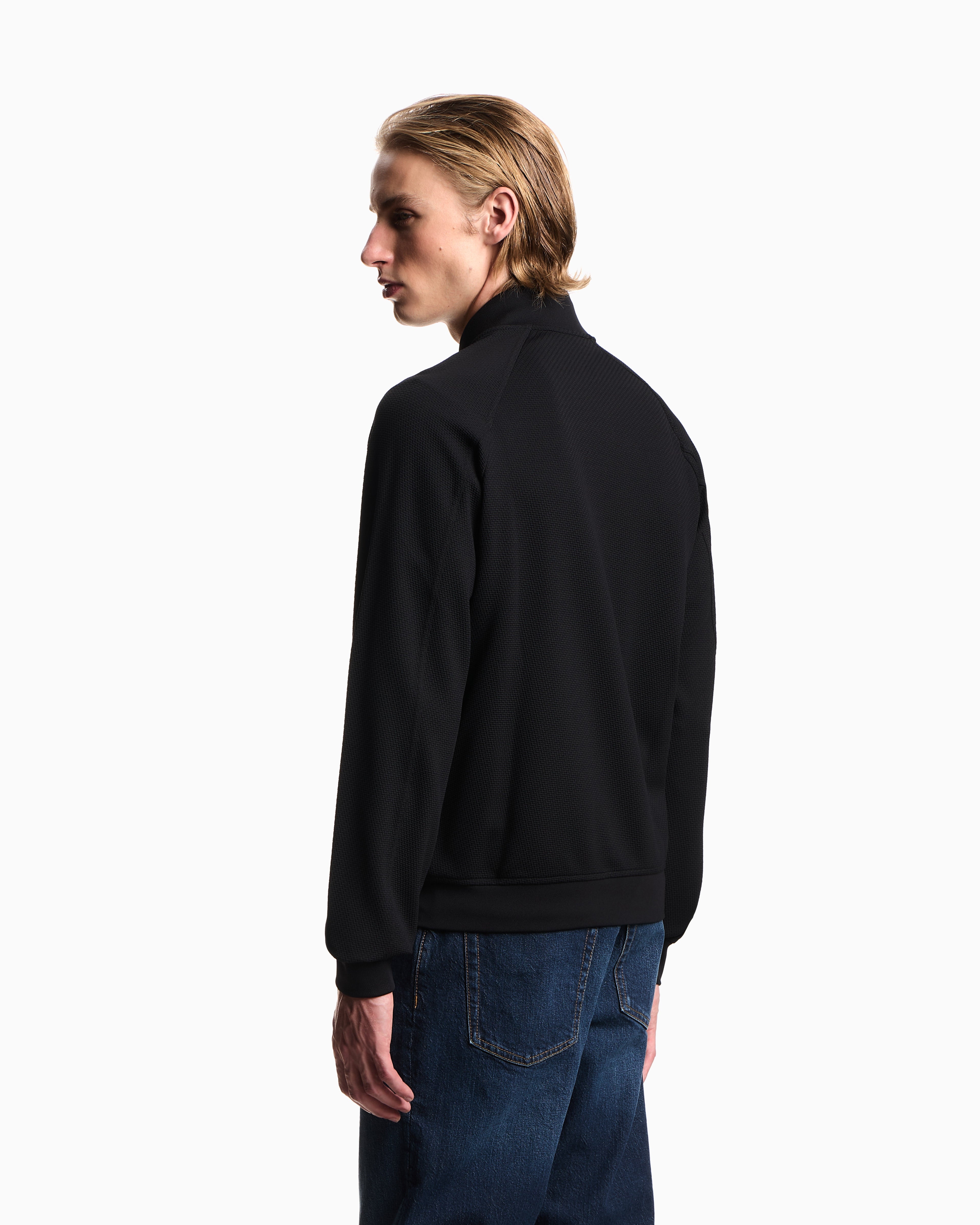 Emporio Armani Double diagonal weave stretch nylon jersey blouson