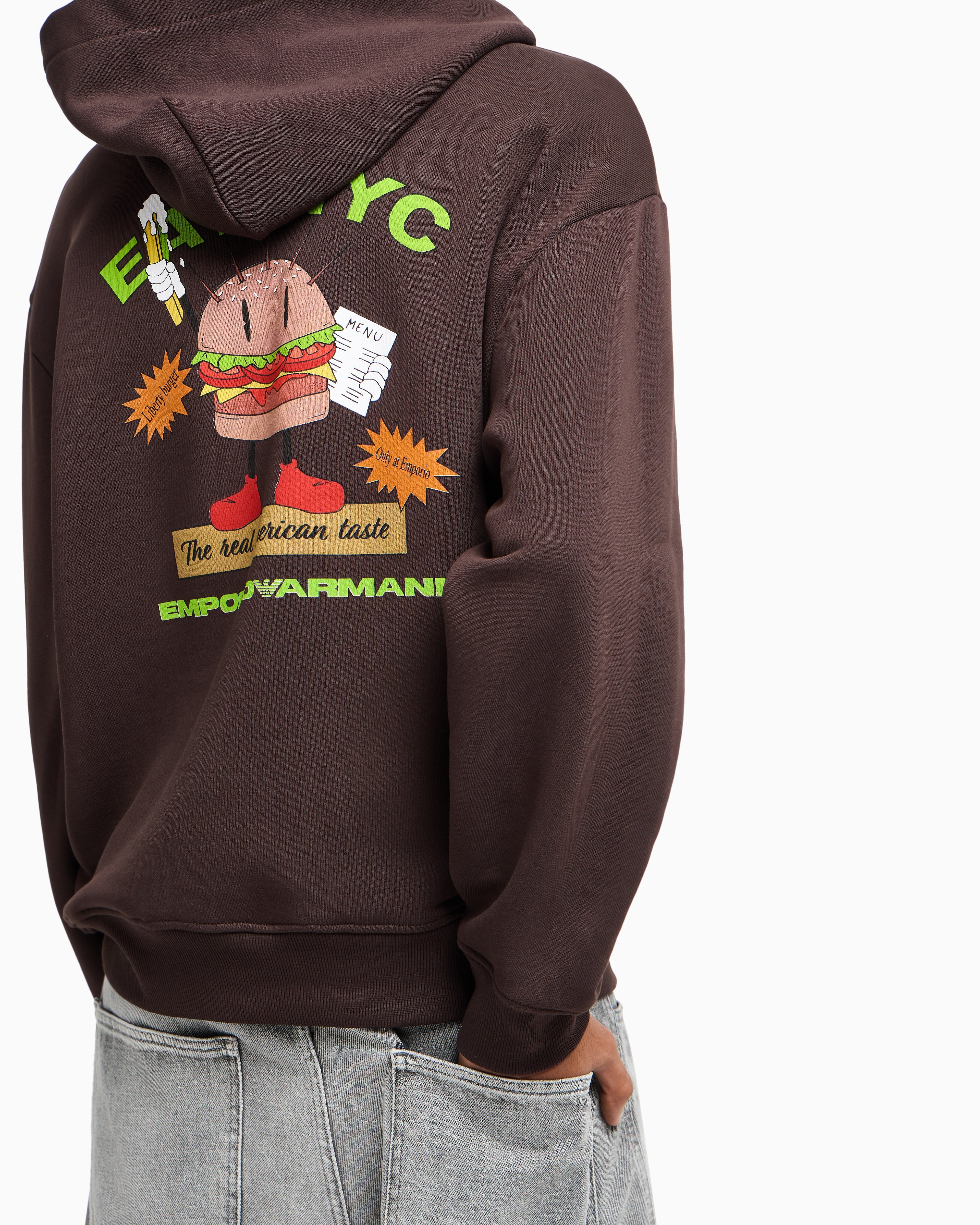 Emporio Armani New York Capsule Collection EAT NYC print jersey hooded sweatshirt