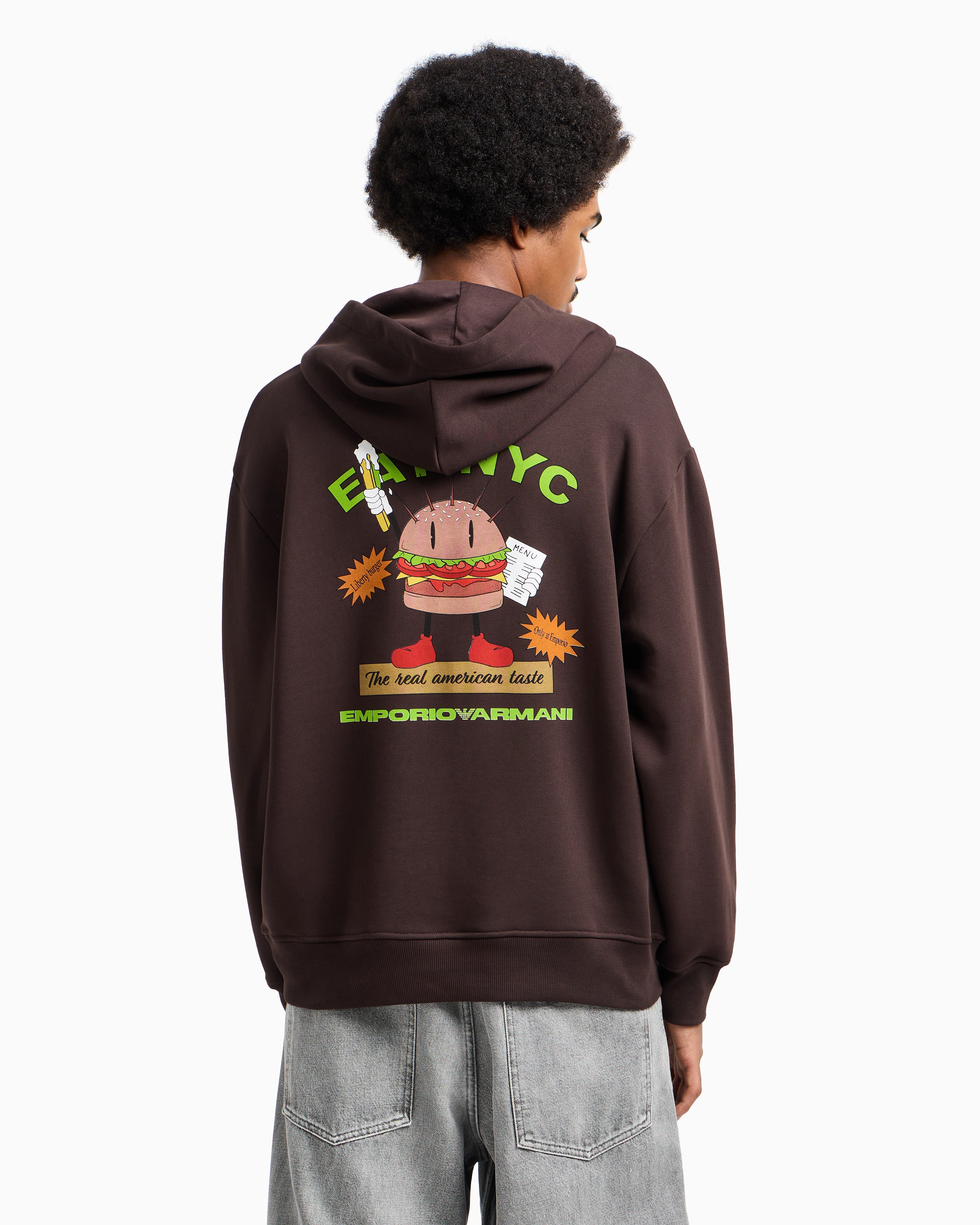 Emporio Armani New York Capsule Collection EAT NYC print jersey hooded sweatshirt