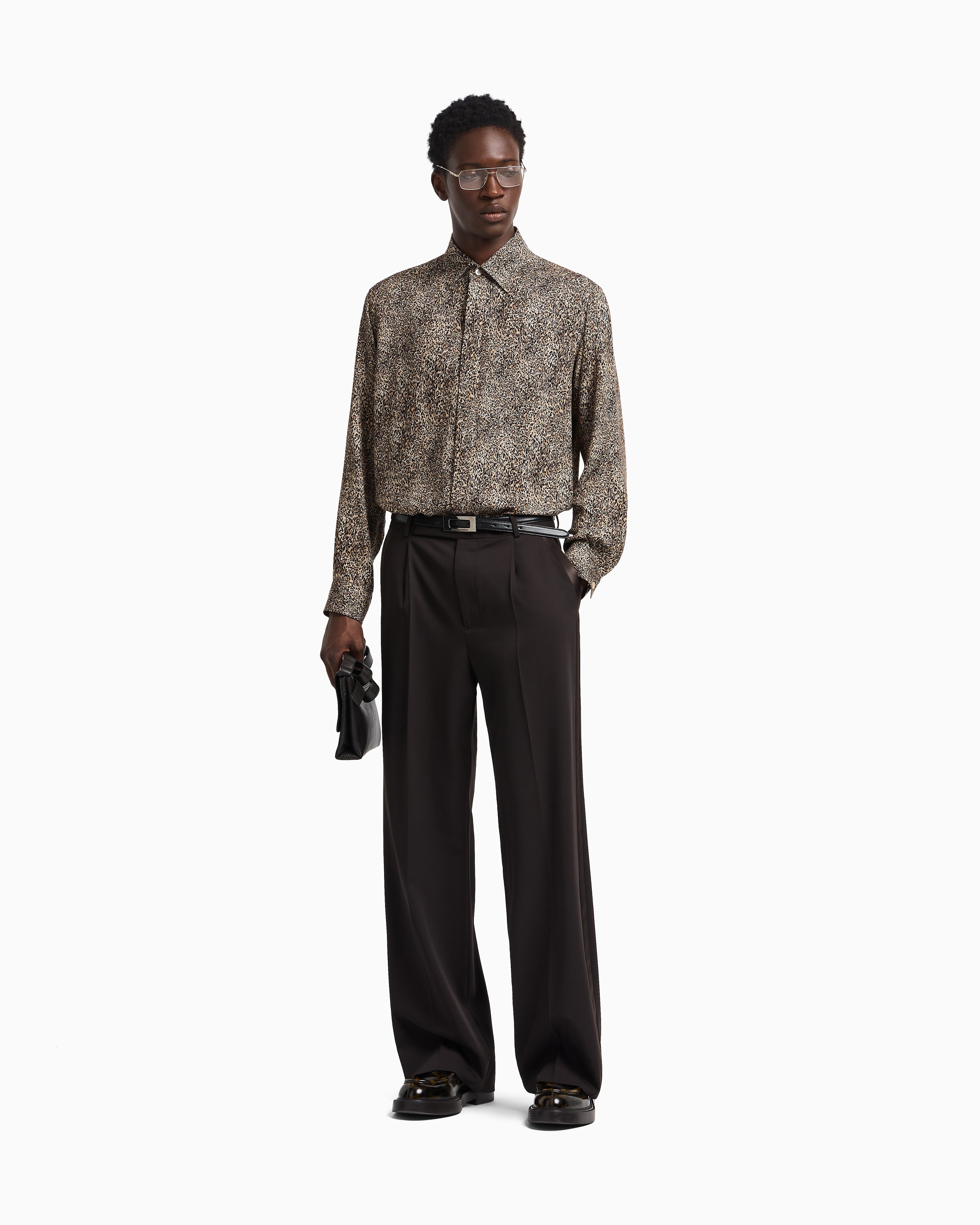 Emporio Armani Fluid-fabric shirt with animal print
