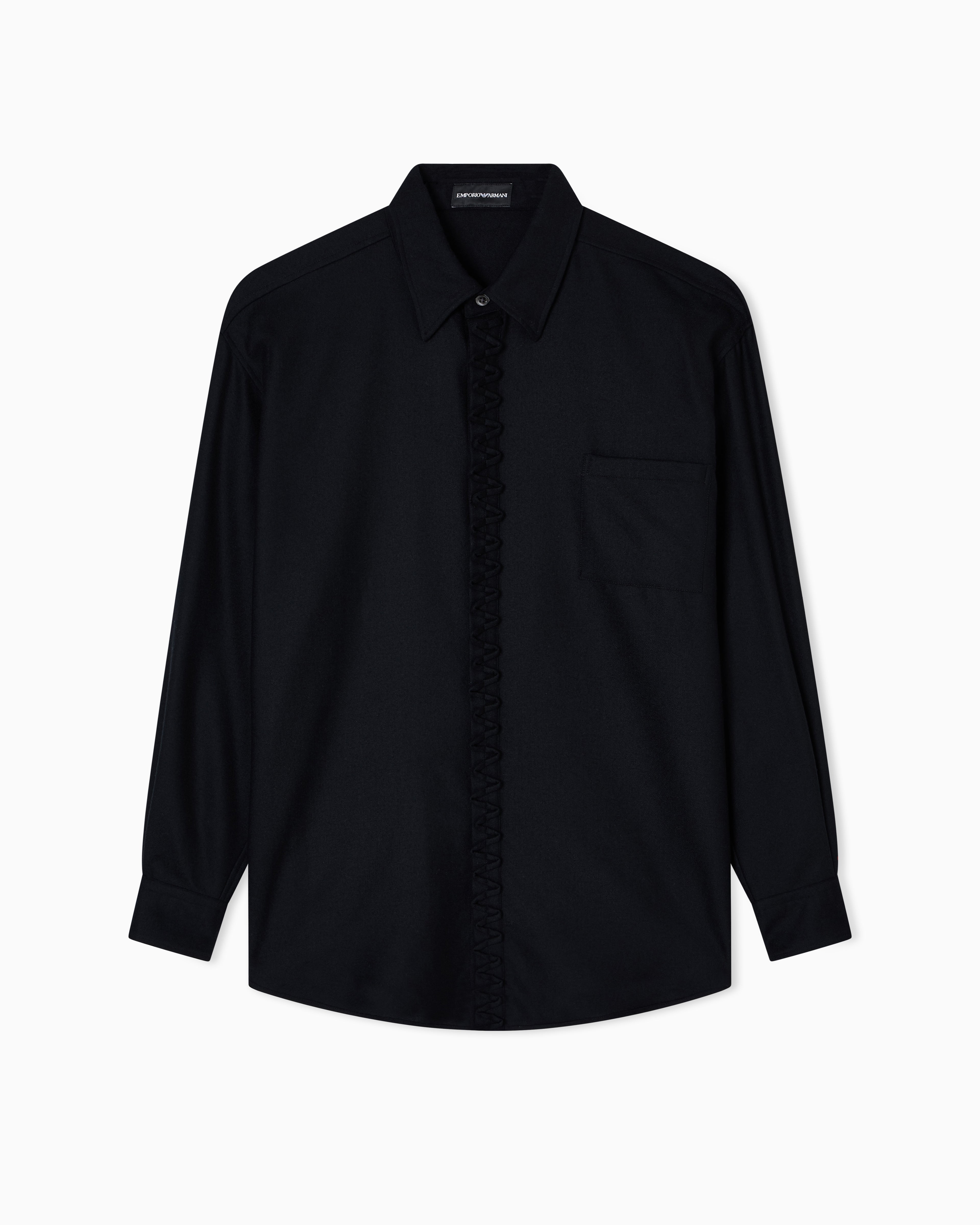 Emporio Armani Viyella wool shirt with zig-zag embellishment