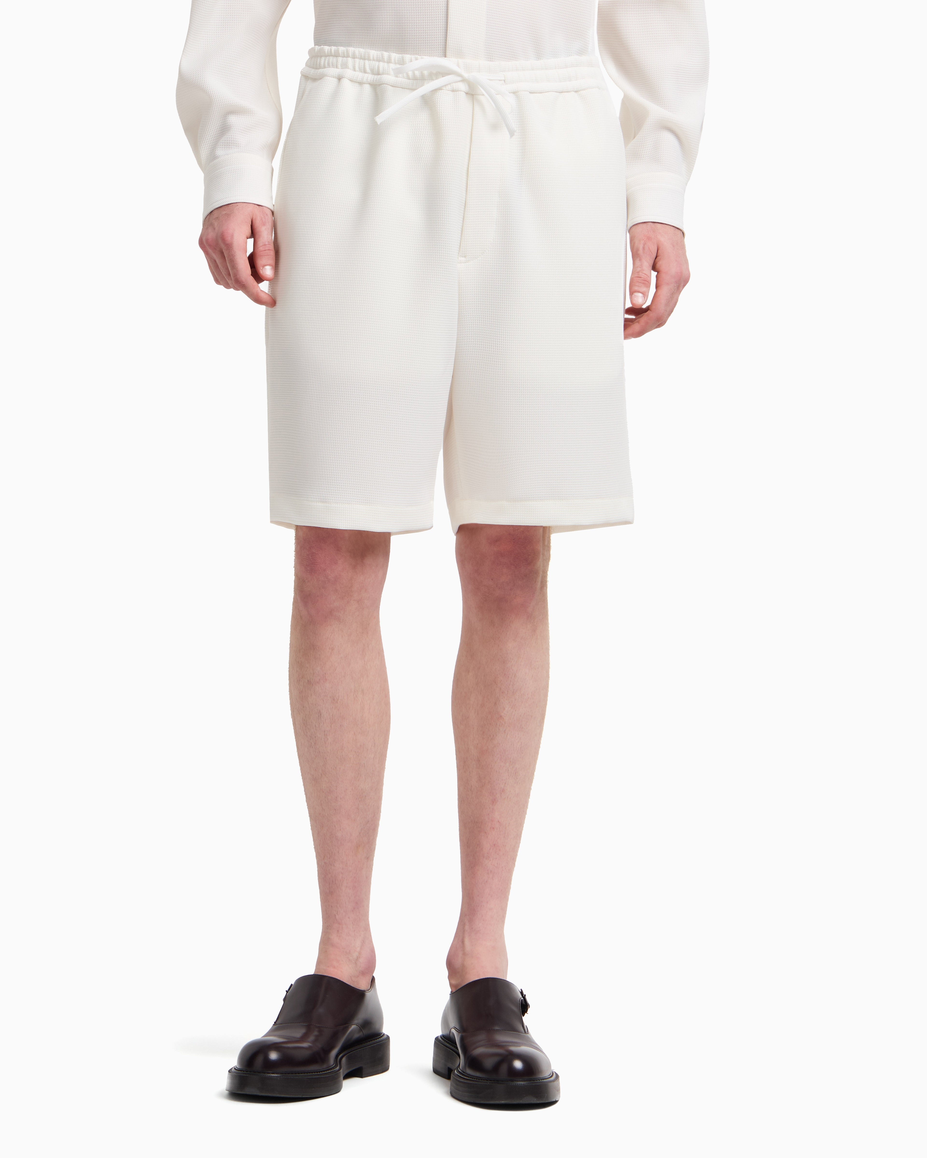 Emporio Armani Icon 3D piqué-effect crêpe jersey Bermuda shorts