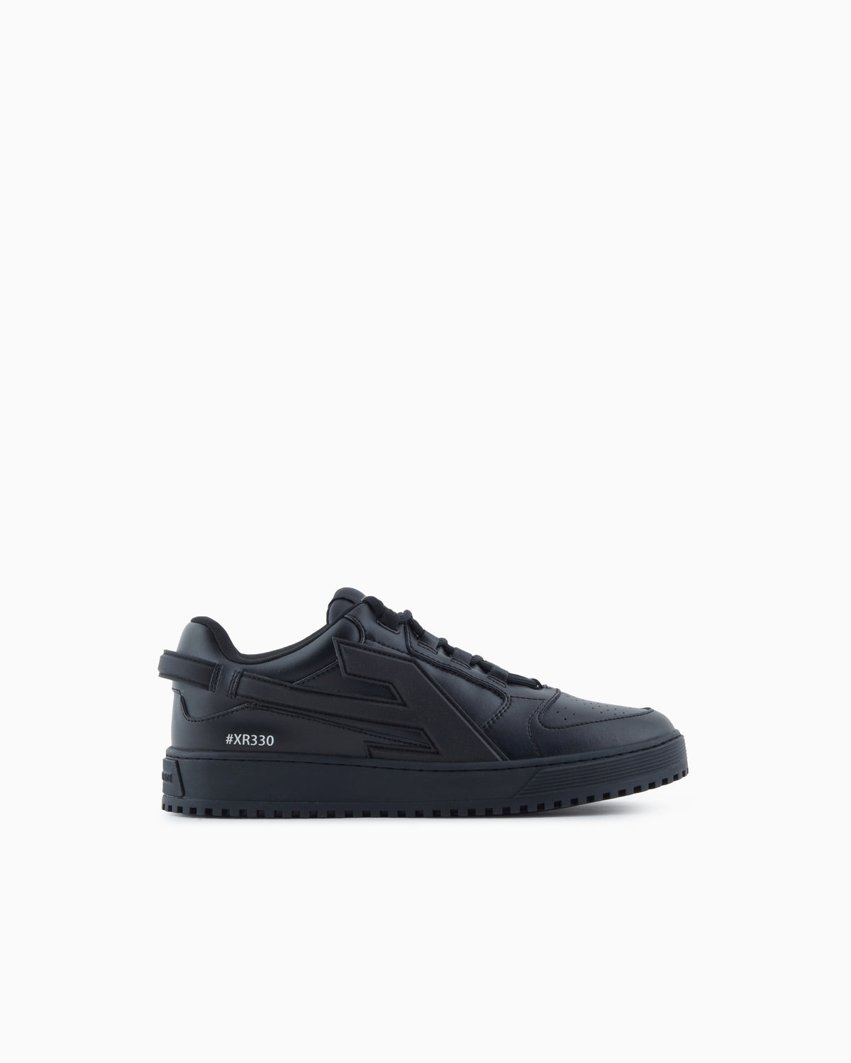 Emporio Armani Leather Sneakers With Oversized Ea Patch Black