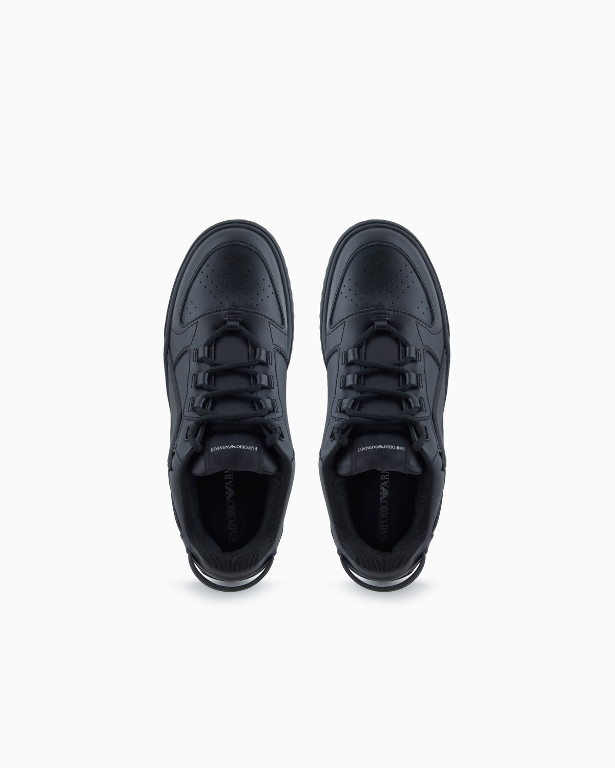 Emporio Armani Leather Sneakers With Oversized Ea Patch Black