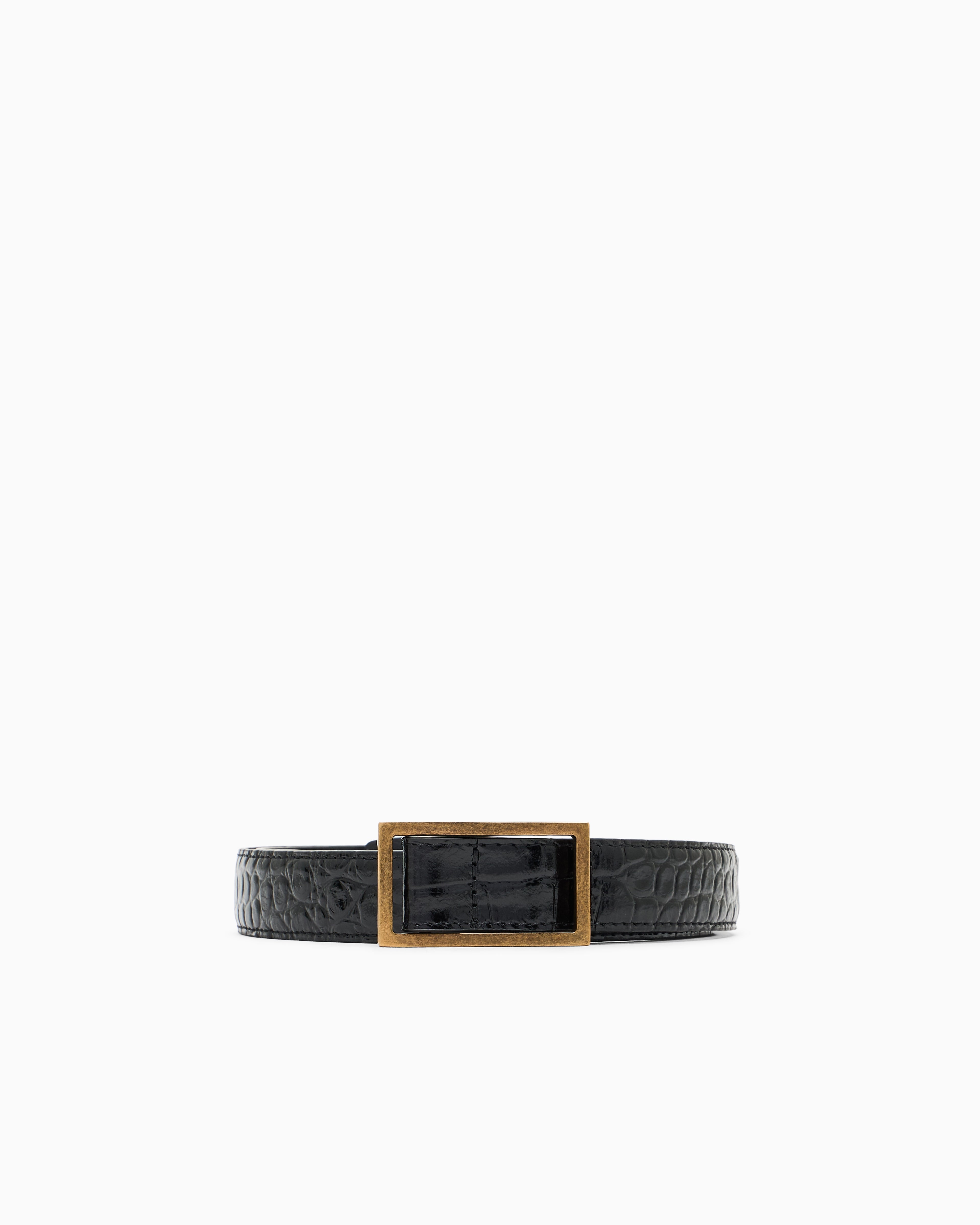 Emporio Armani Belt in mock-croc leather with plate