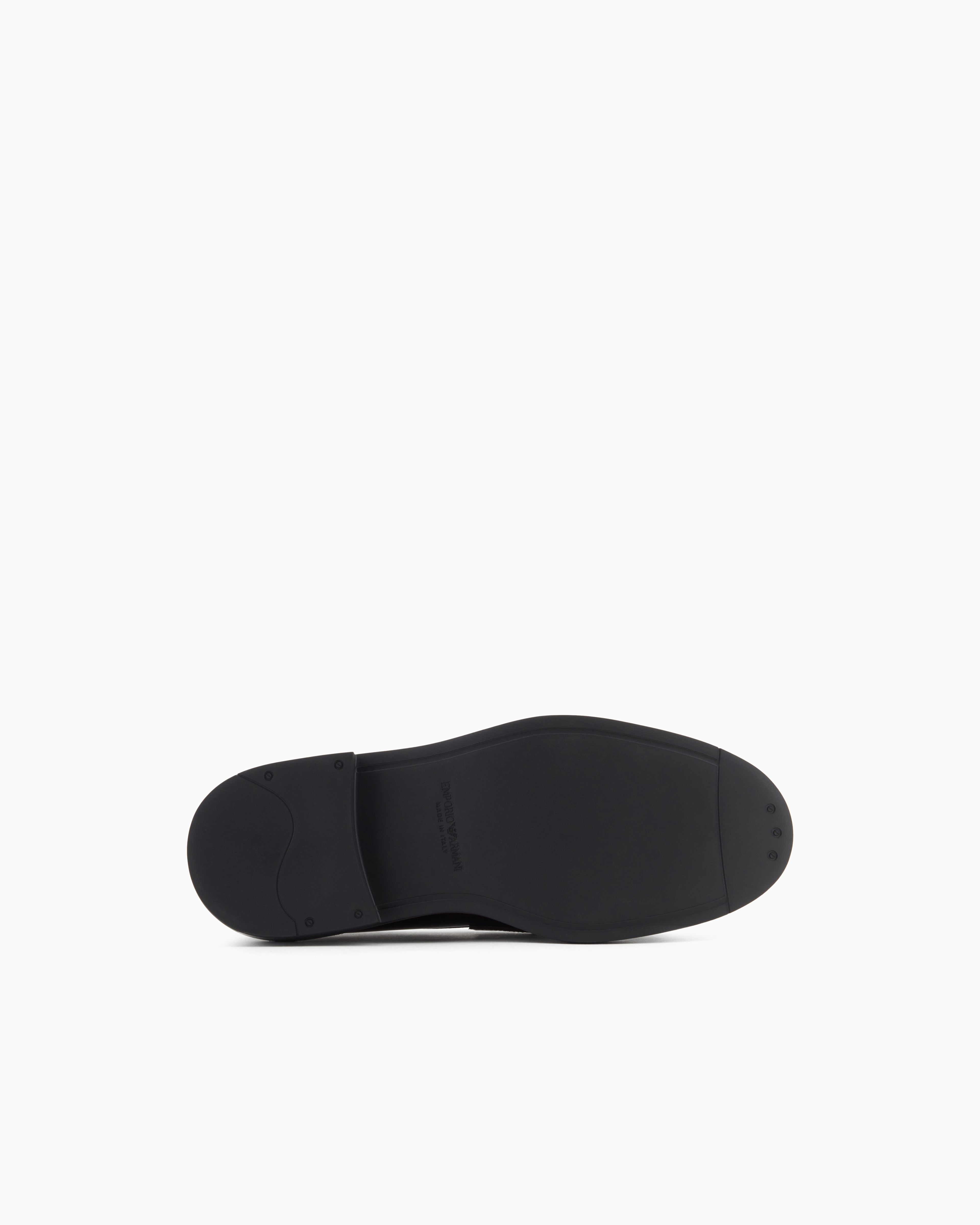 Emporio Armani Brushed Leather Loafers Burgundy