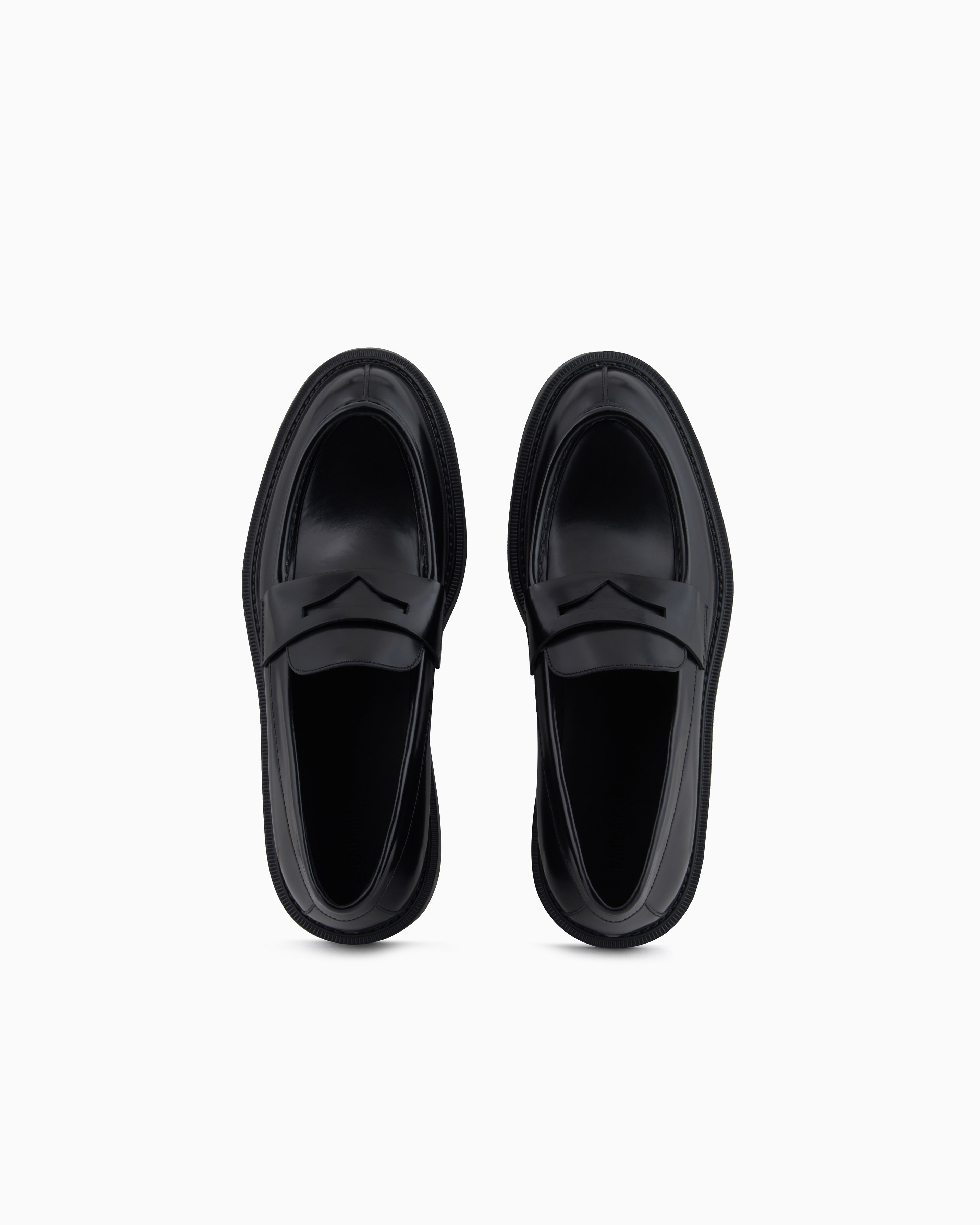 Emporio Armani Brushed Leather Loafers Black