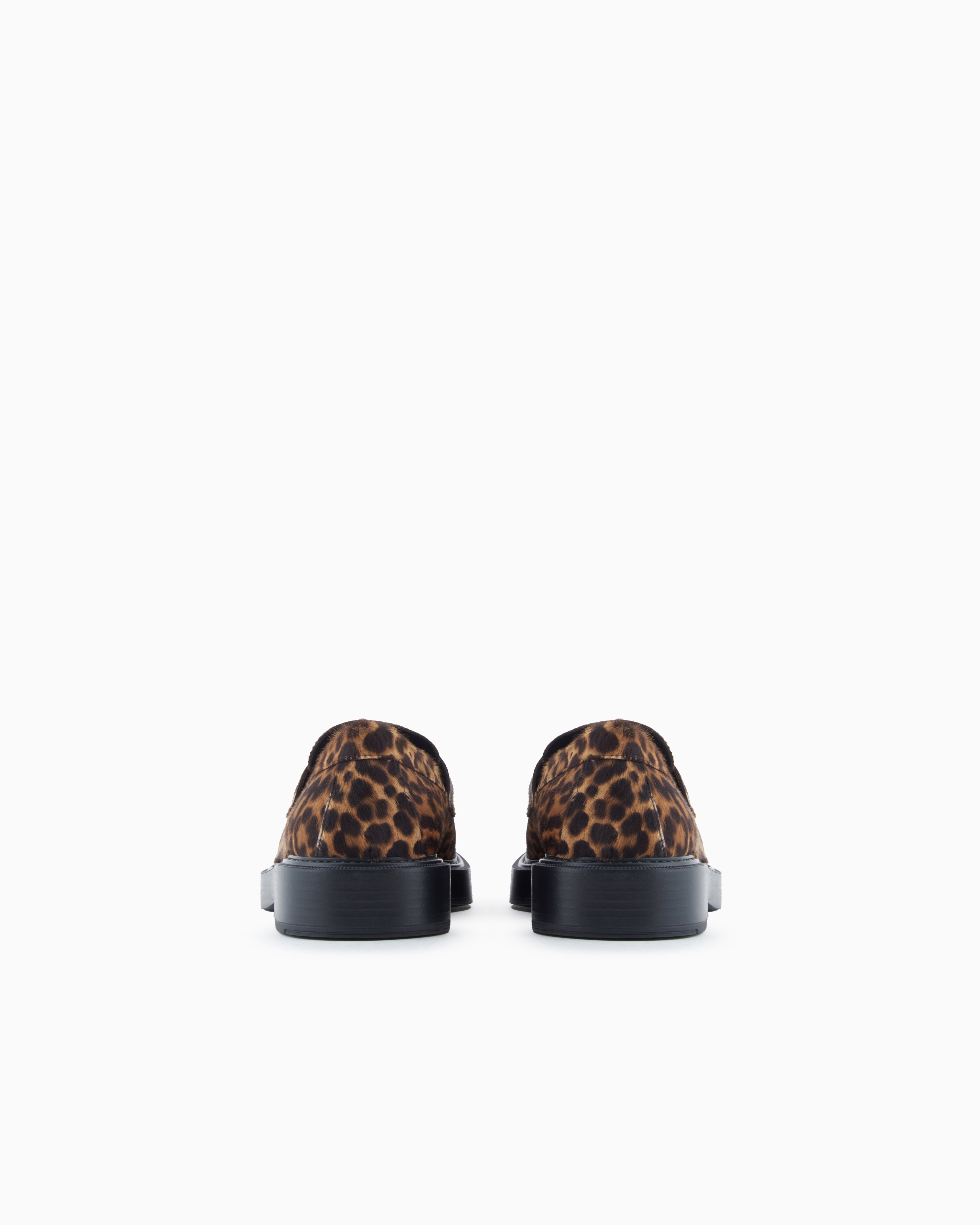 Emporio Armani Speckled Ponyskin Leather Look Loafers Patterned