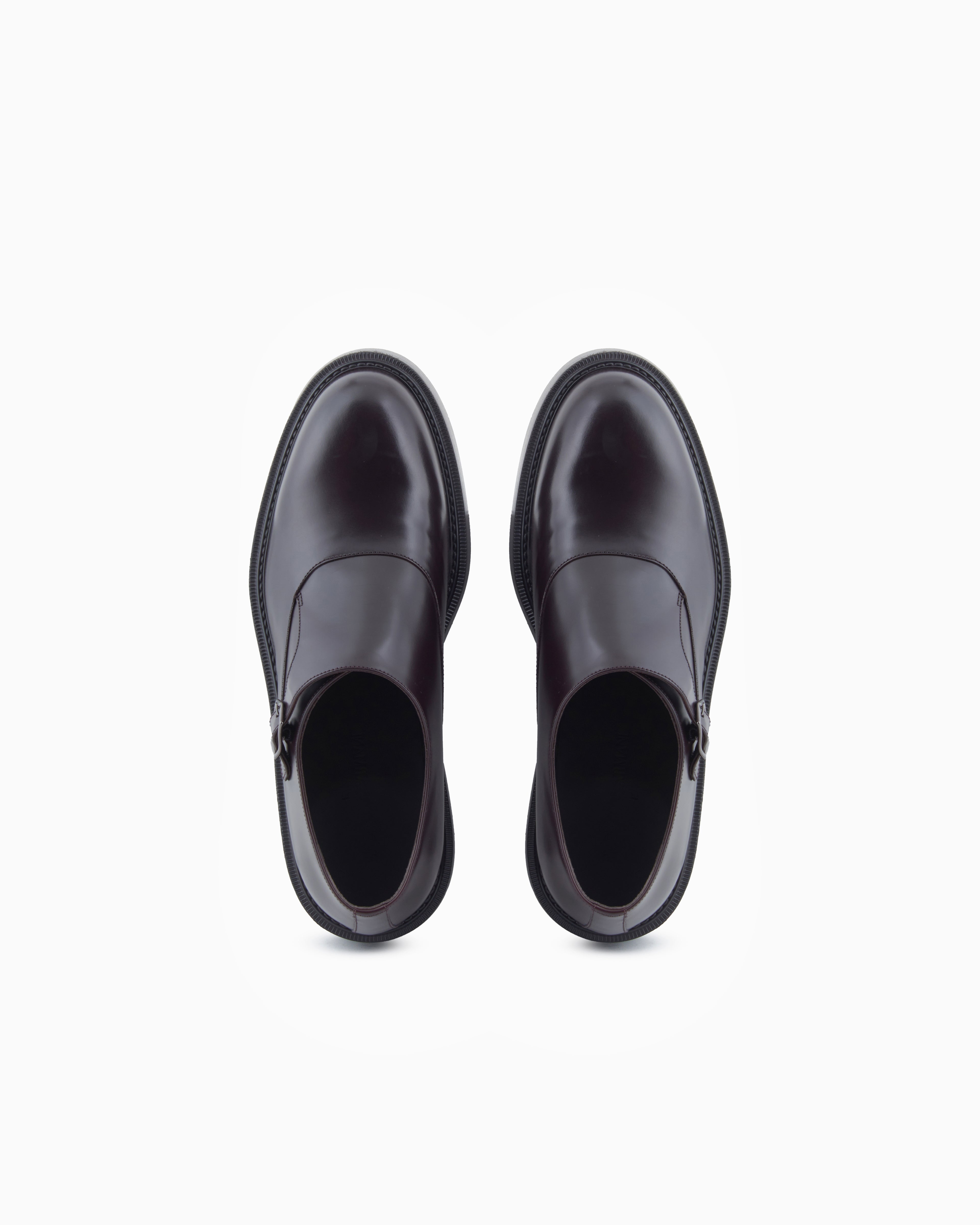 Emporio Armani Brushed Leather Monkstraps Brown