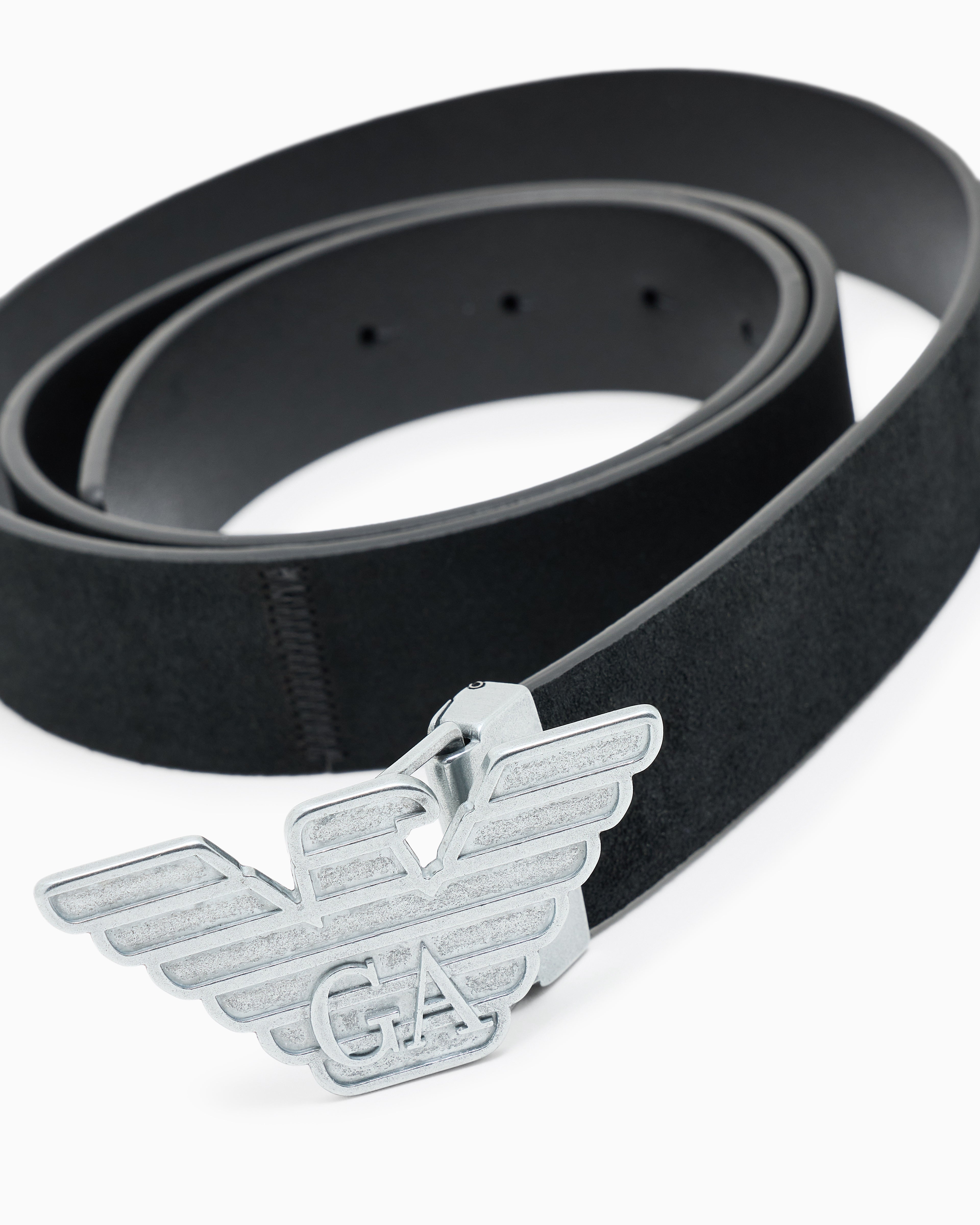 Emporio Armani New York smooth leather belt with eagle plate