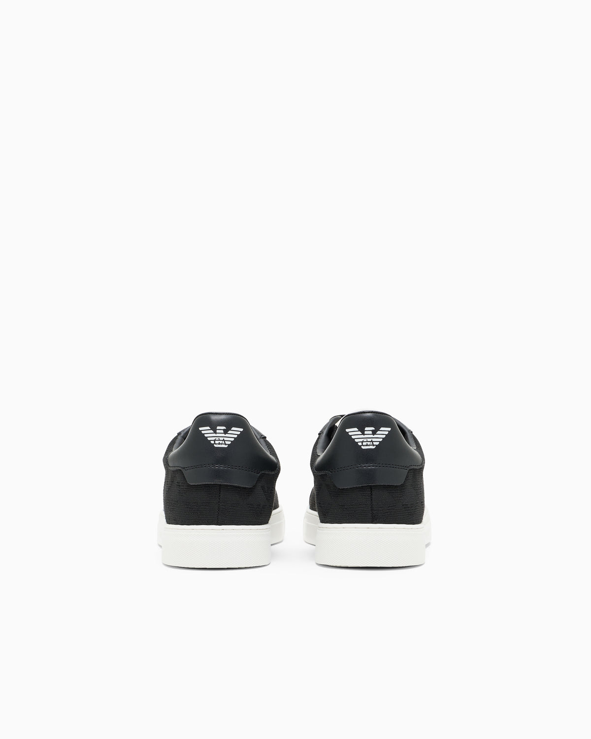 Emporio Armani Nylon Sneakers With Jacquard All-Over Eagle Black
