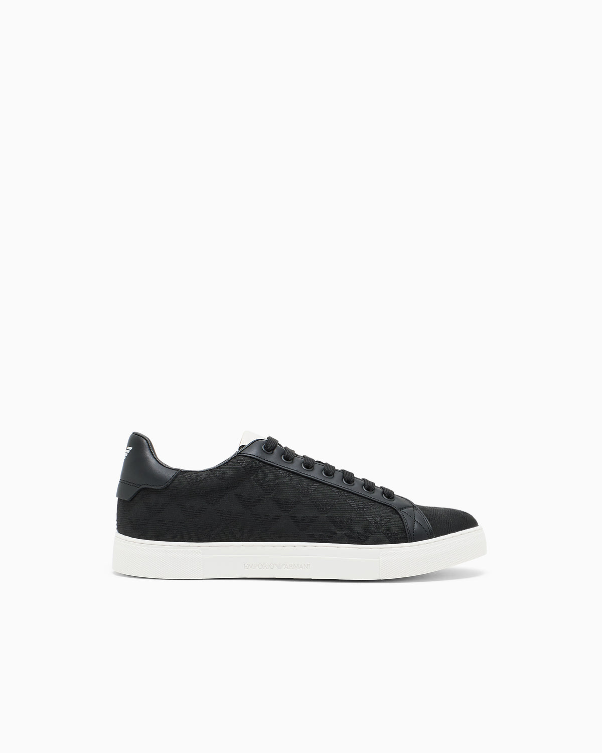 Emporio Armani Nylon Sneakers With Jacquard All-Over Eagle Black