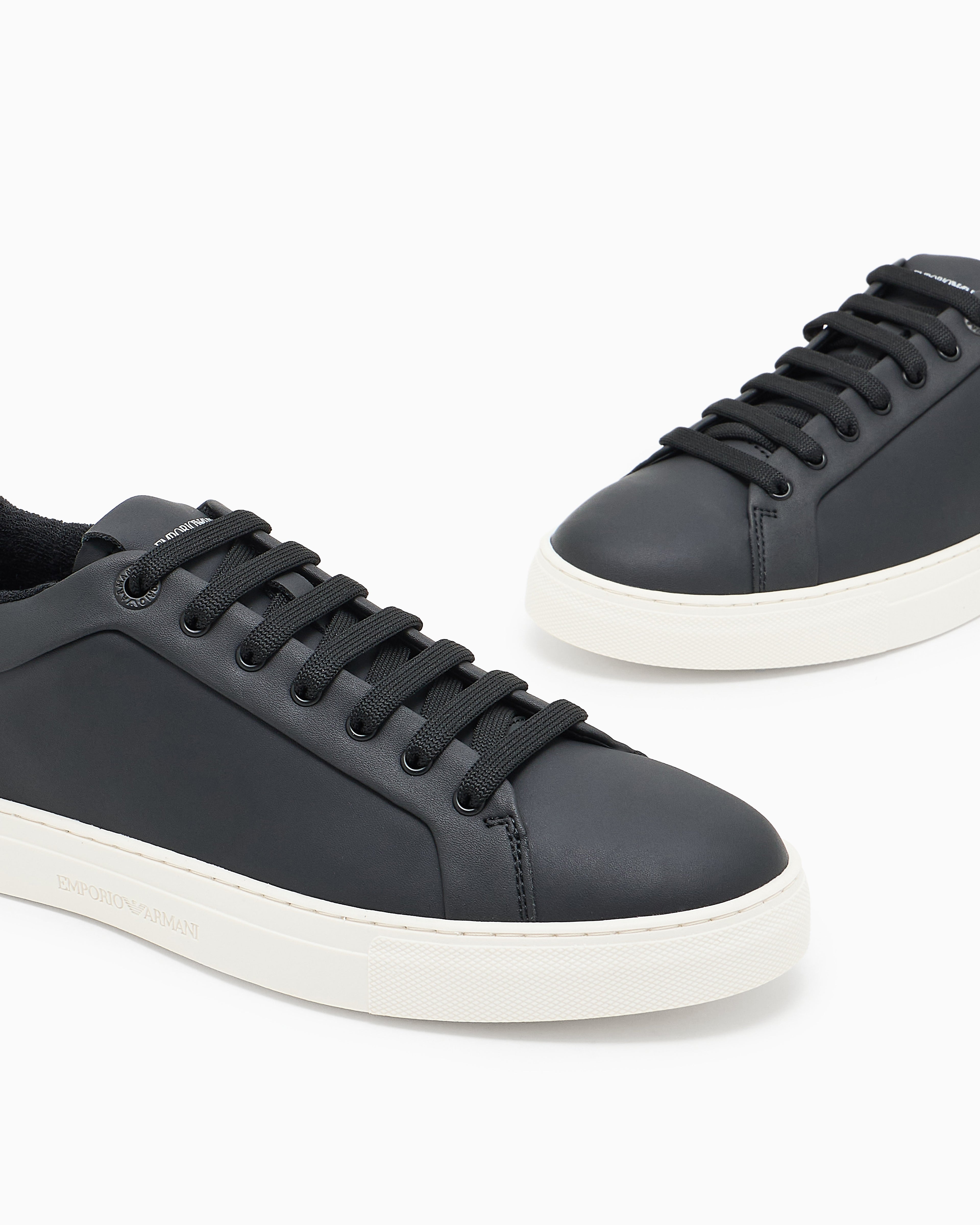 Emporio Armani Supple Leather Sneakers Black