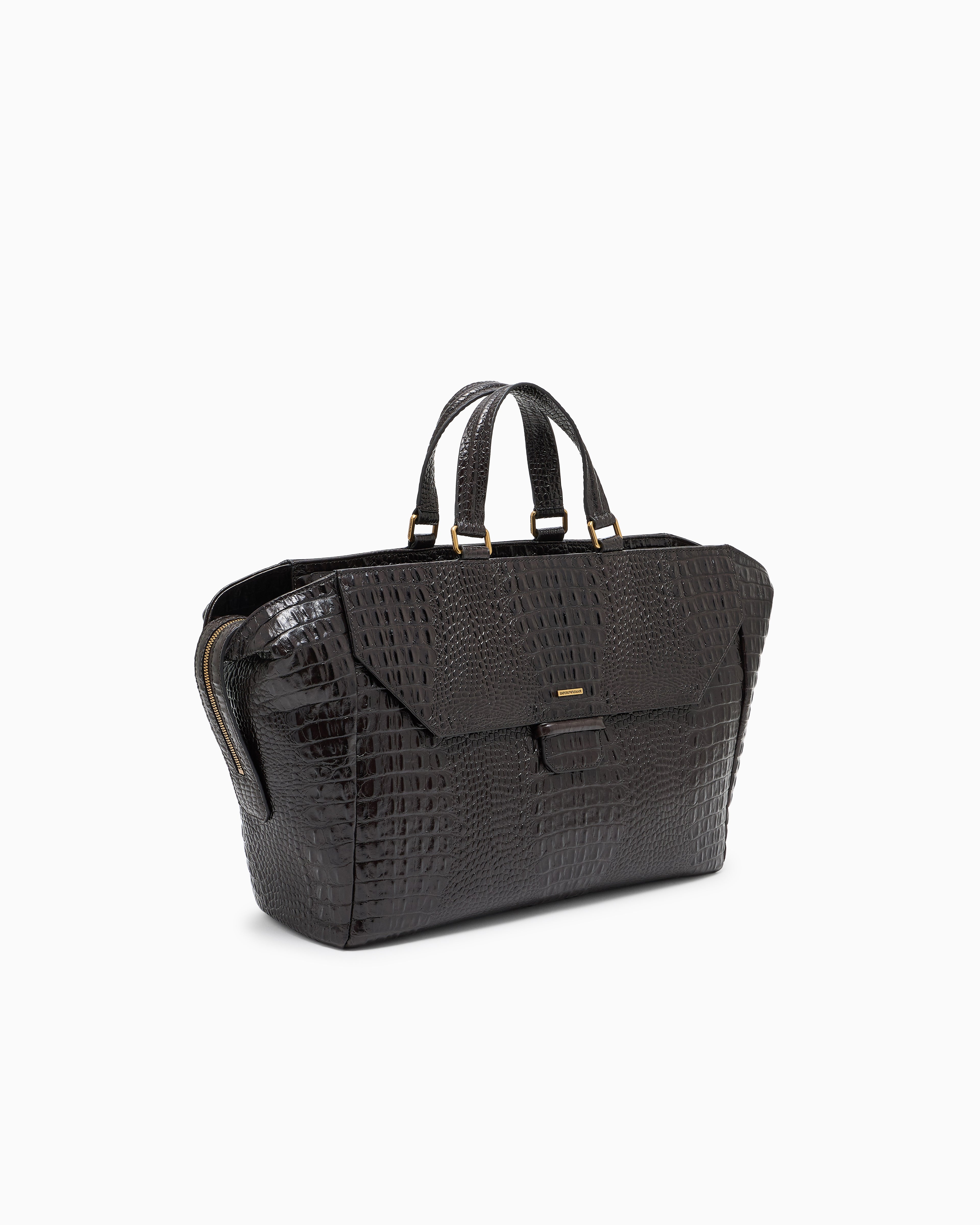 Emporio Armani Crocodile-embossed leather briefcase
