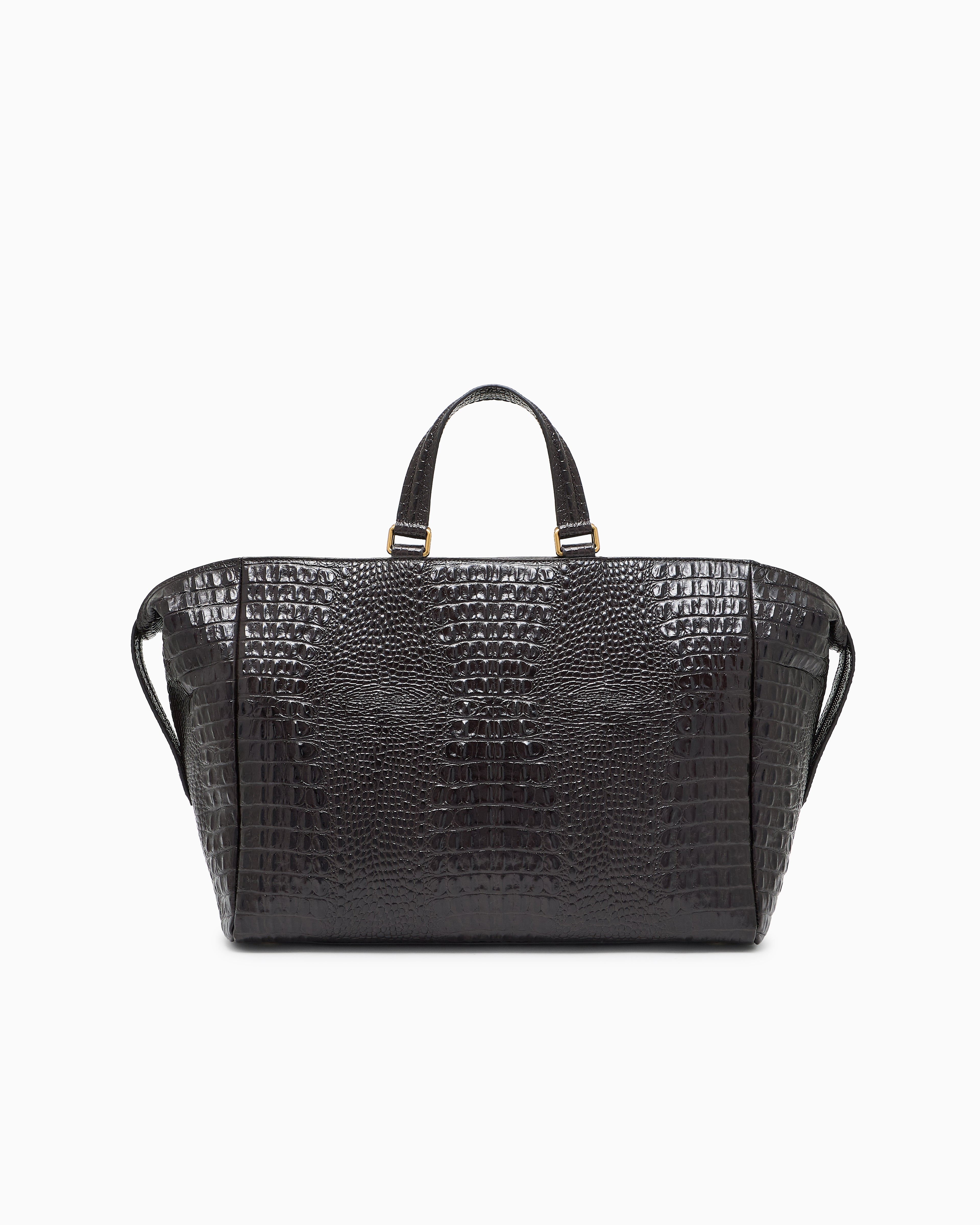 Emporio Armani Crocodile-embossed leather briefcase